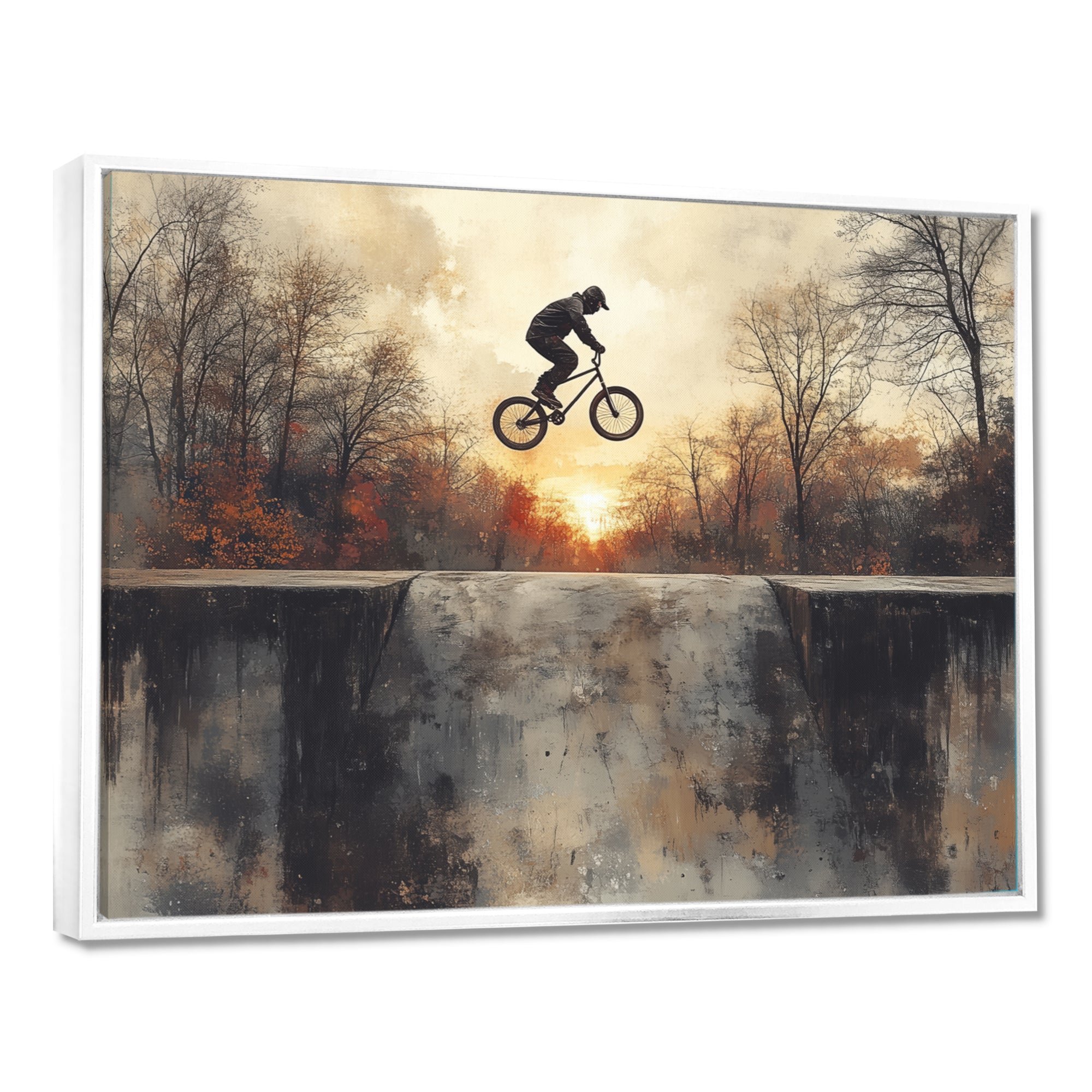Black Street BMX Bike Tricks - Cycling Canvas Wall Art