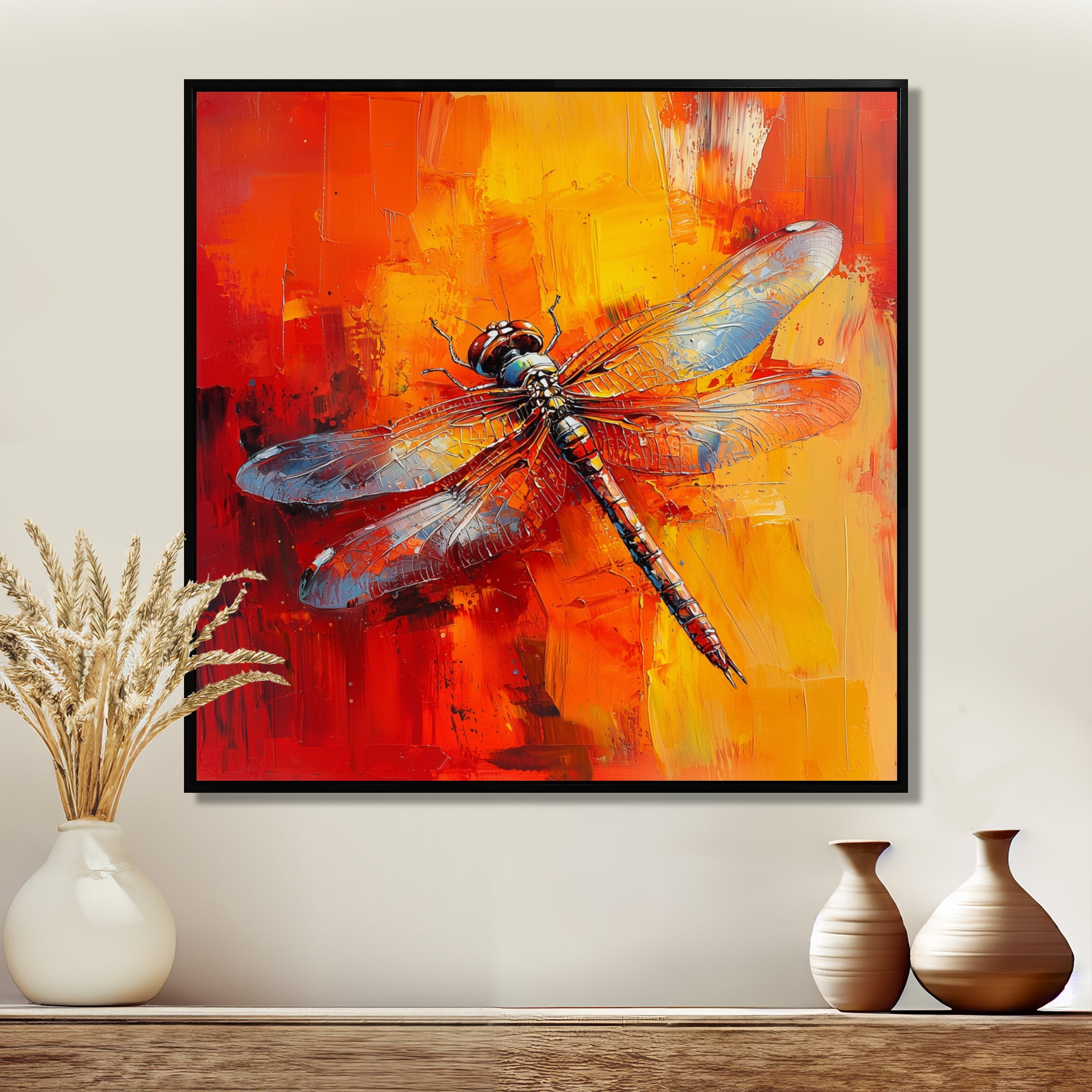 Orange Yellow Dragonfly's Breath - Dragonfly Wall Art Prints
