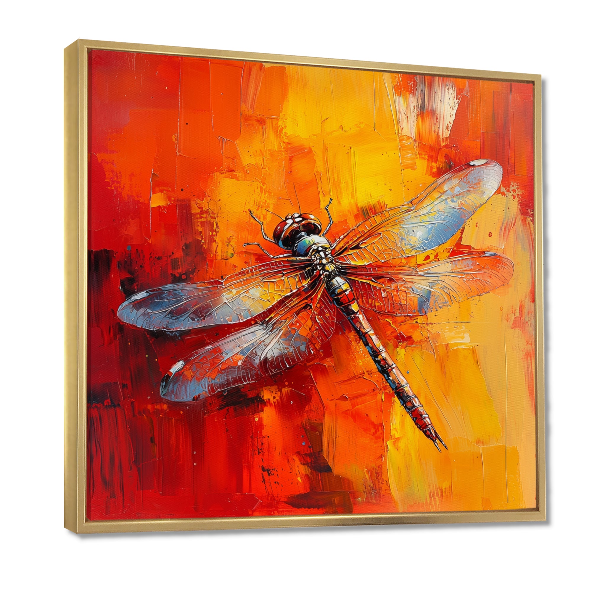 Orange Yellow Dragonfly's Breath - Dragonfly Wall Art Prints