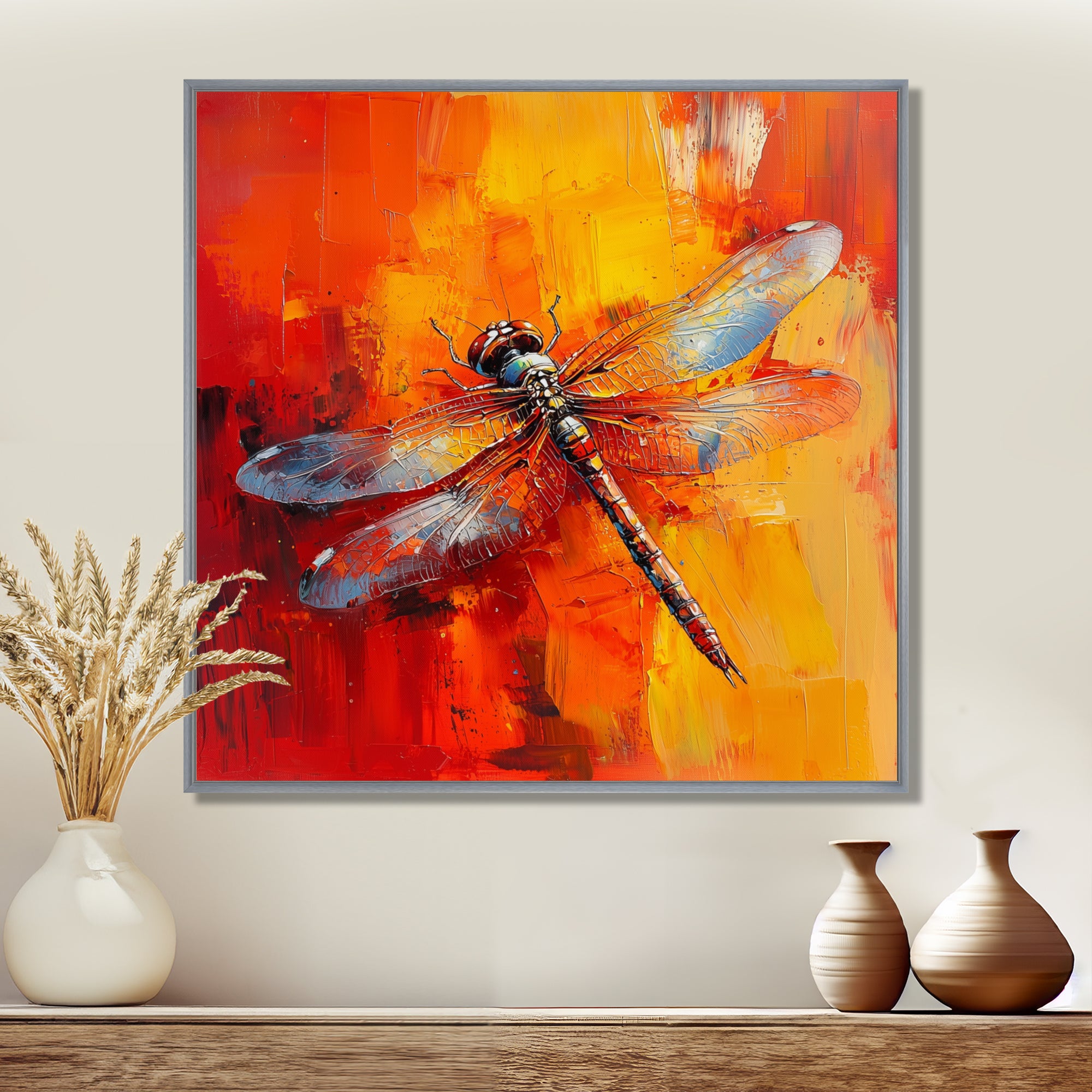 Orange Yellow Dragonfly's Breath - Dragonfly Wall Art Prints