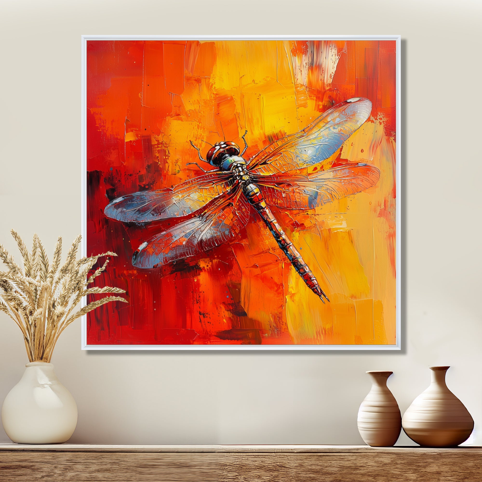 Orange Yellow Dragonfly's Breath - Dragonfly Wall Art Prints