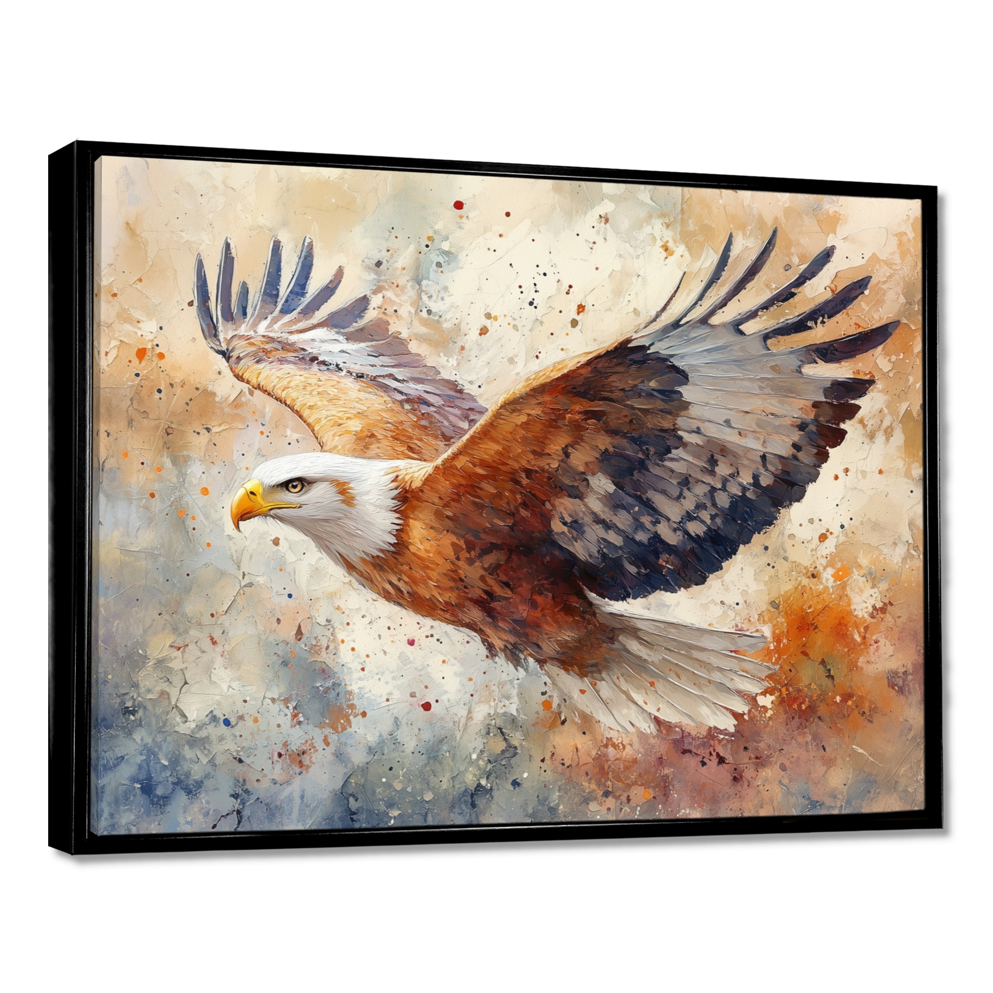 Brown Yellow Bold Eagle Soaring High - Eagle Home Decor Art