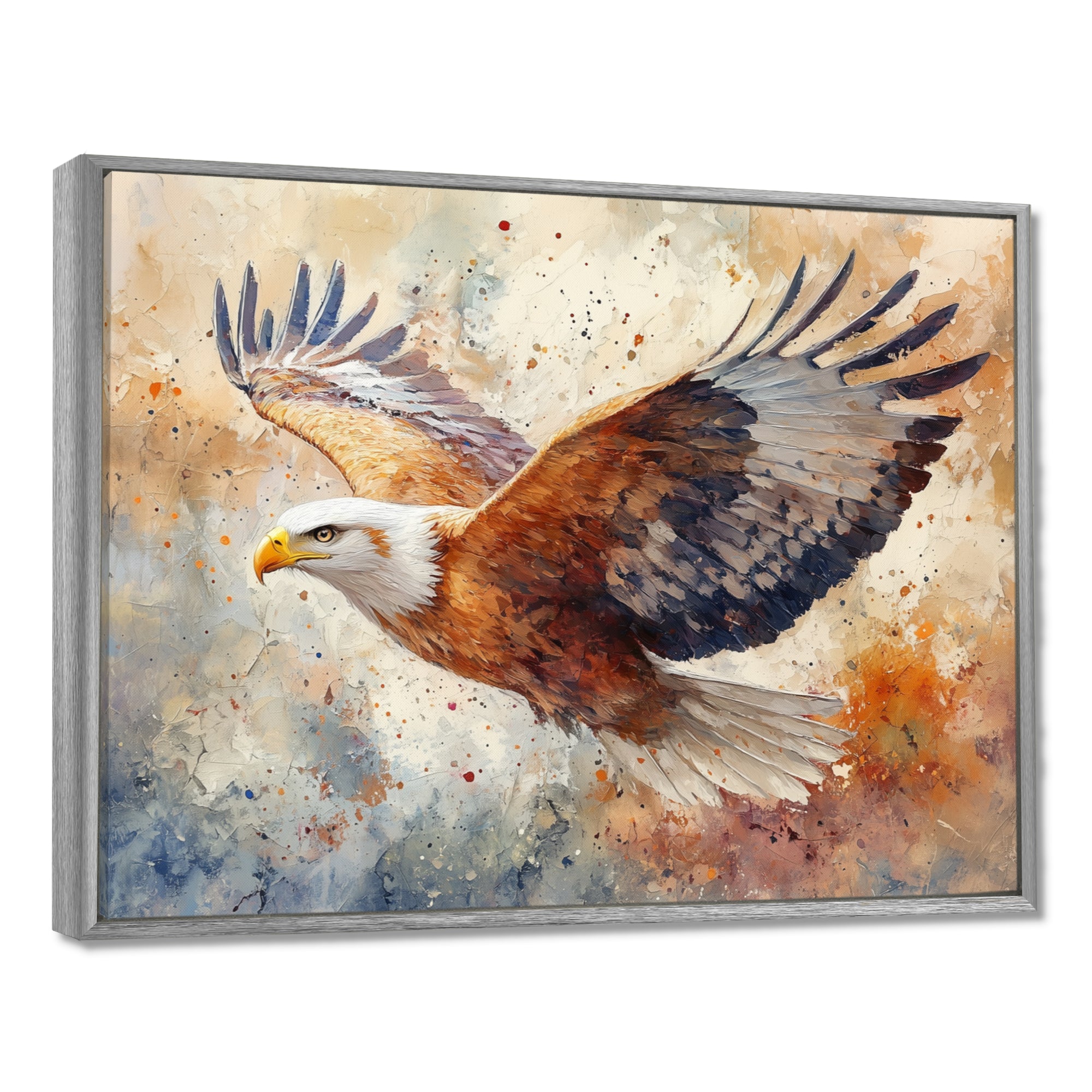 Brown Yellow Bold Eagle Soaring High - Eagle Home Decor Art