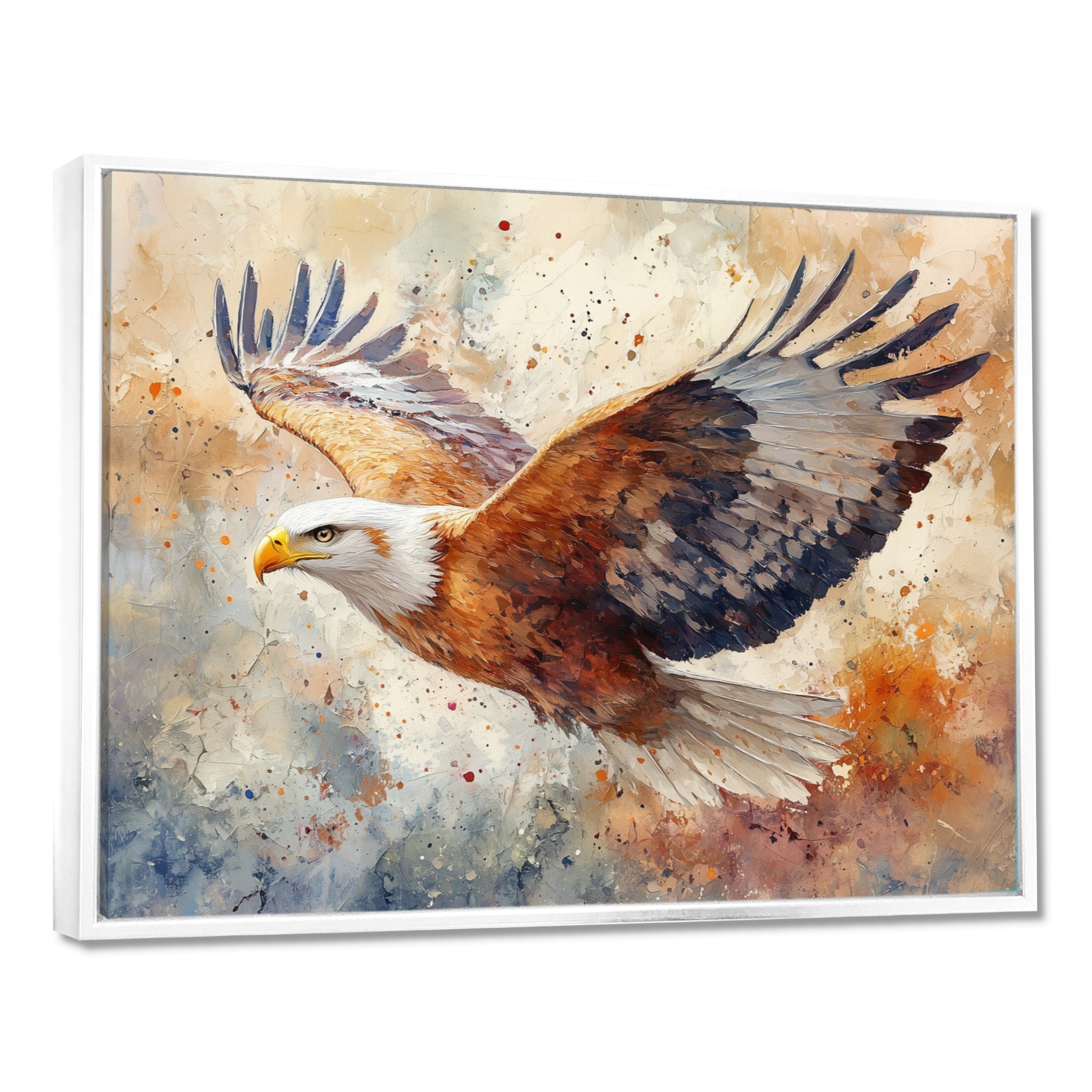 Brown Yellow Bold Eagle Soaring High - Eagle Home Decor Art