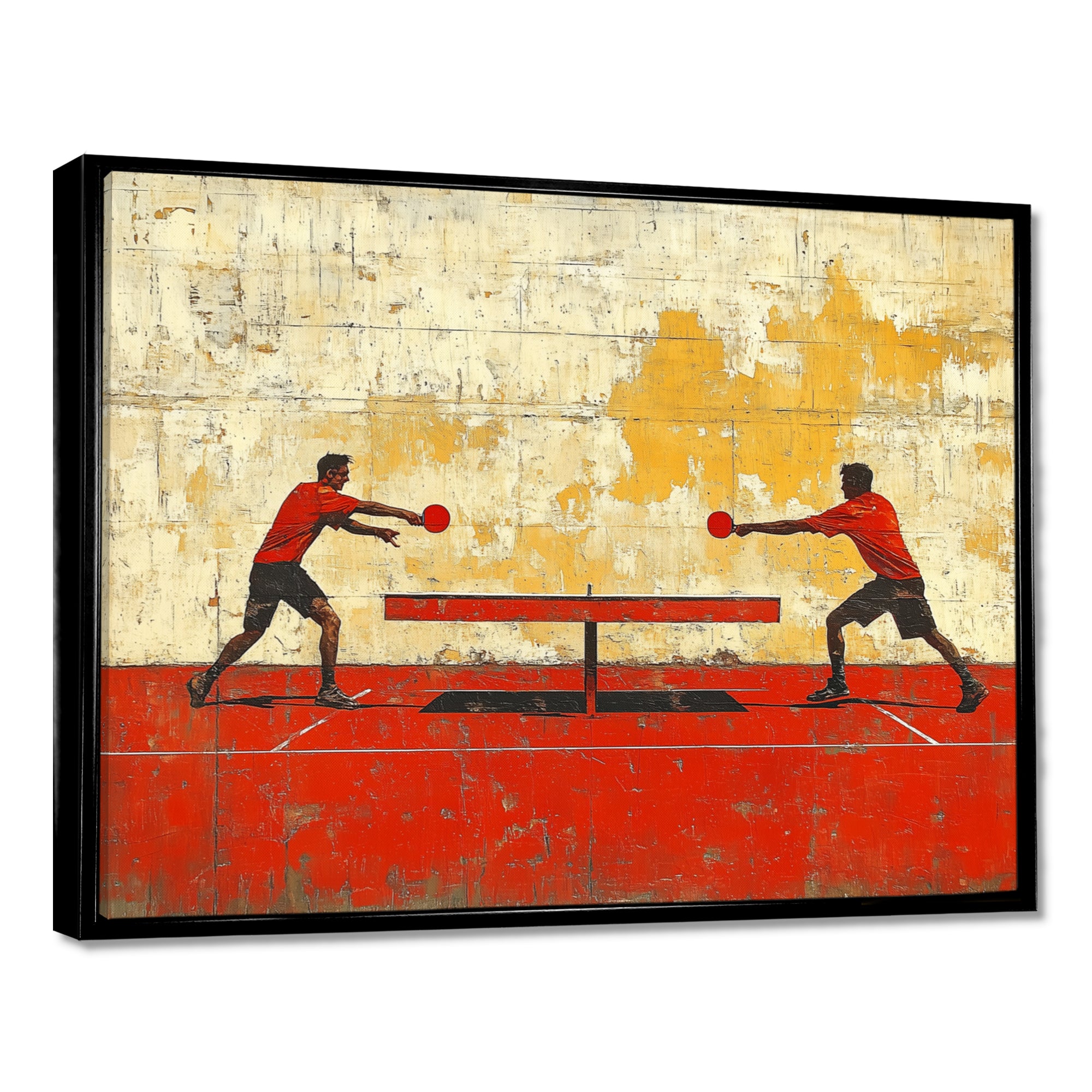 Red And Gold Ping Pong Competition - Sport Pingpong Canvas Wall Art