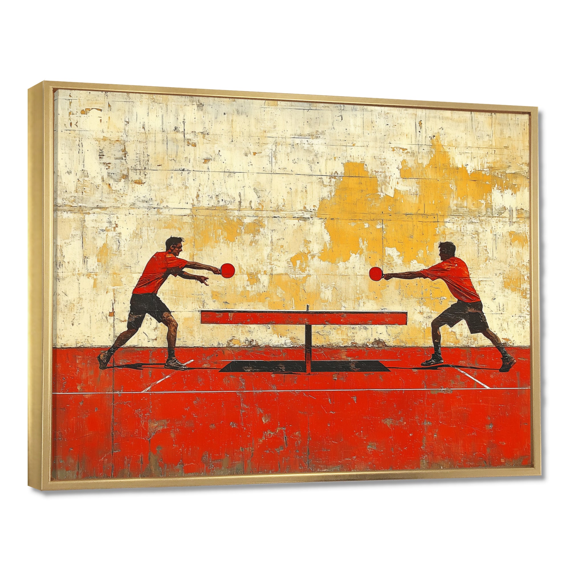 Red And Gold Ping Pong Competition - Sport Pingpong Canvas Wall Art