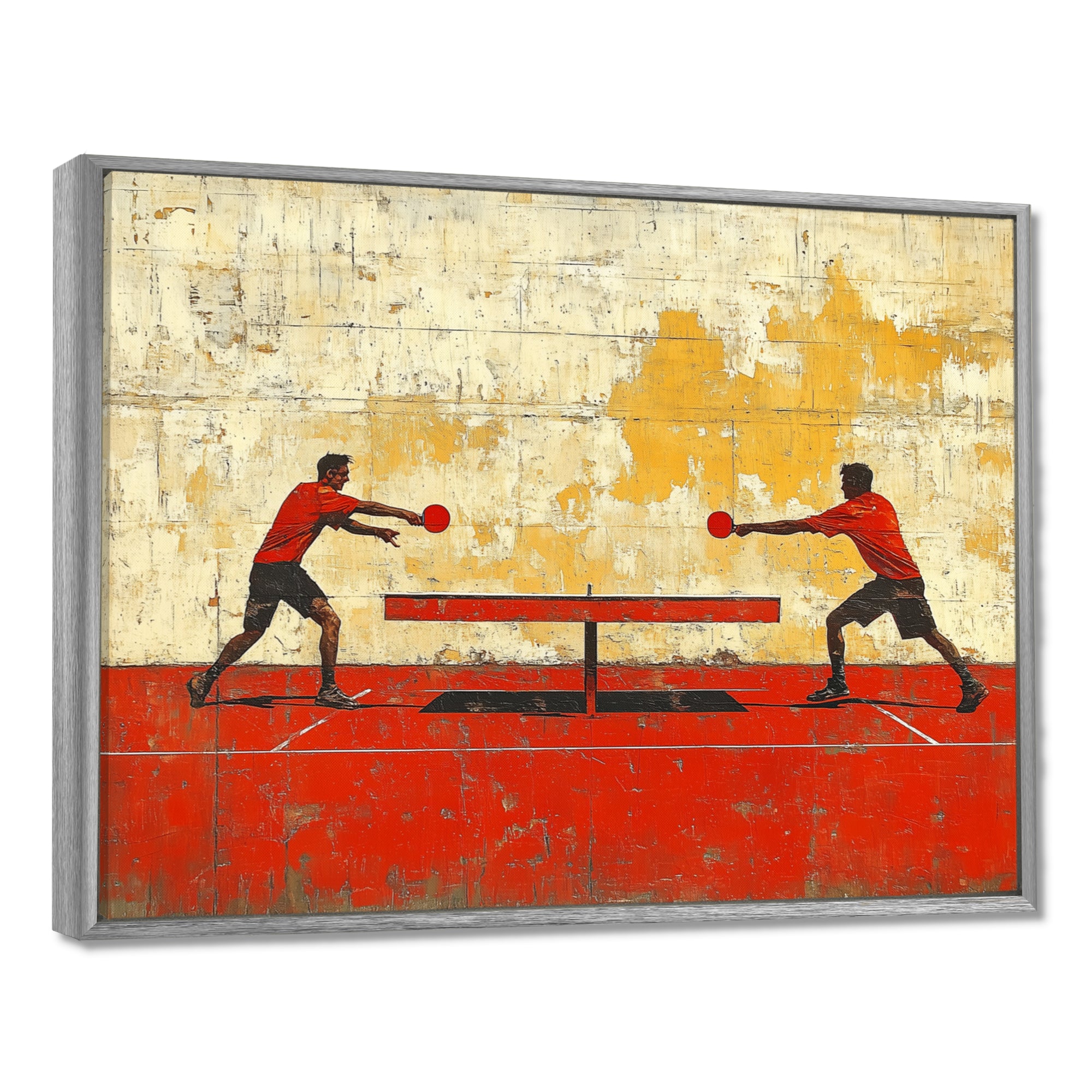 Red And Gold Ping Pong Competition - Sport Pingpong Canvas Wall Art