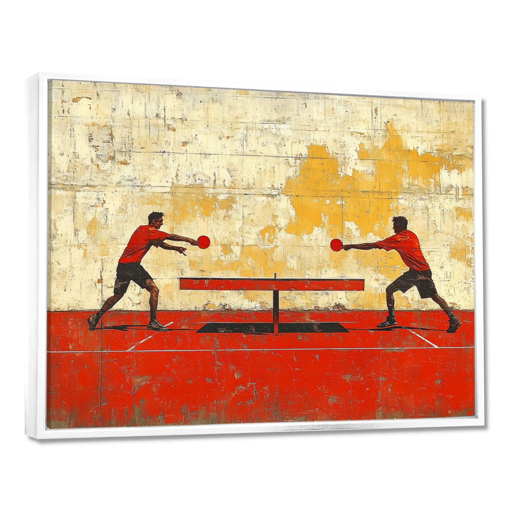Red And Gold Ping Pong Competition - Sport Pingpong Canvas Wall Art