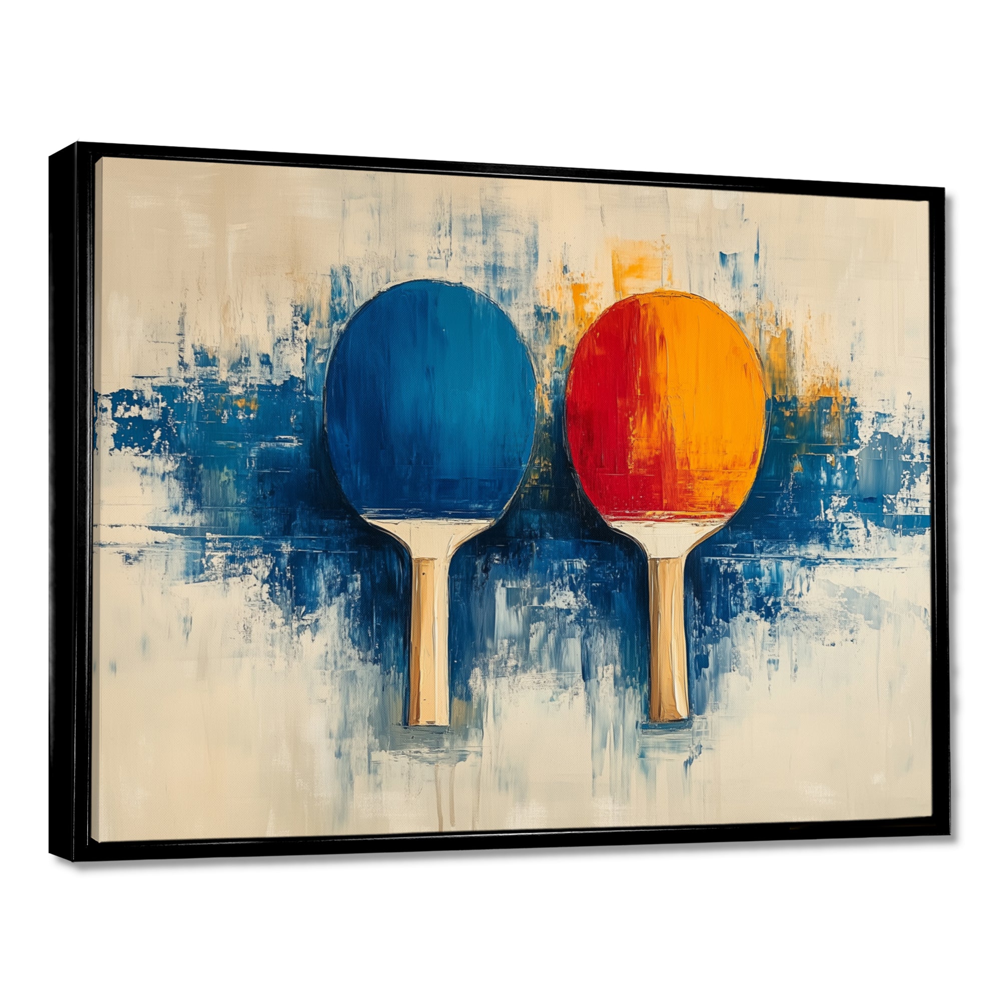 Blue Paddle Frenzy - Sport Pingpong Canvas Wall Art