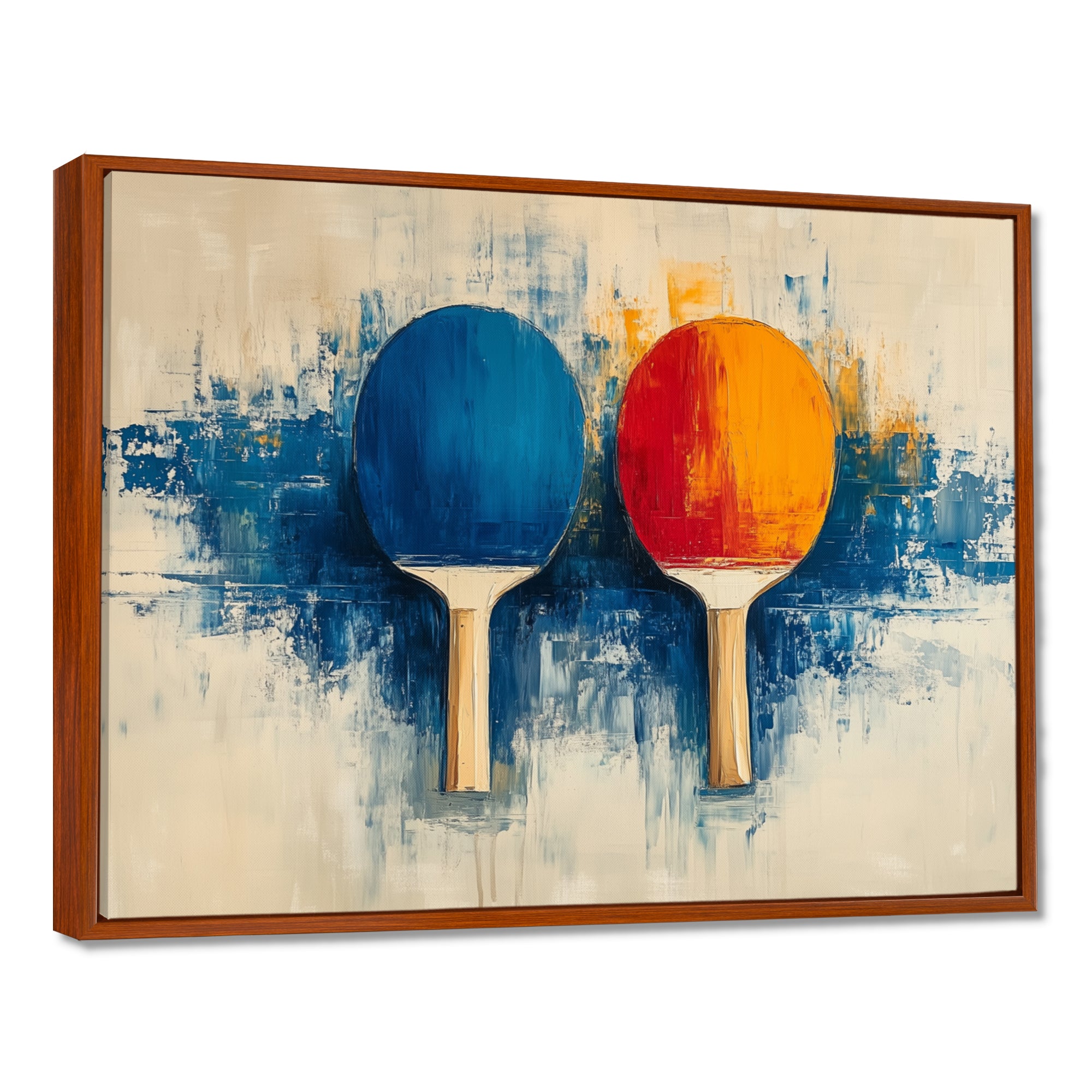 Blue Paddle Frenzy - Sport Pingpong Canvas Wall Art