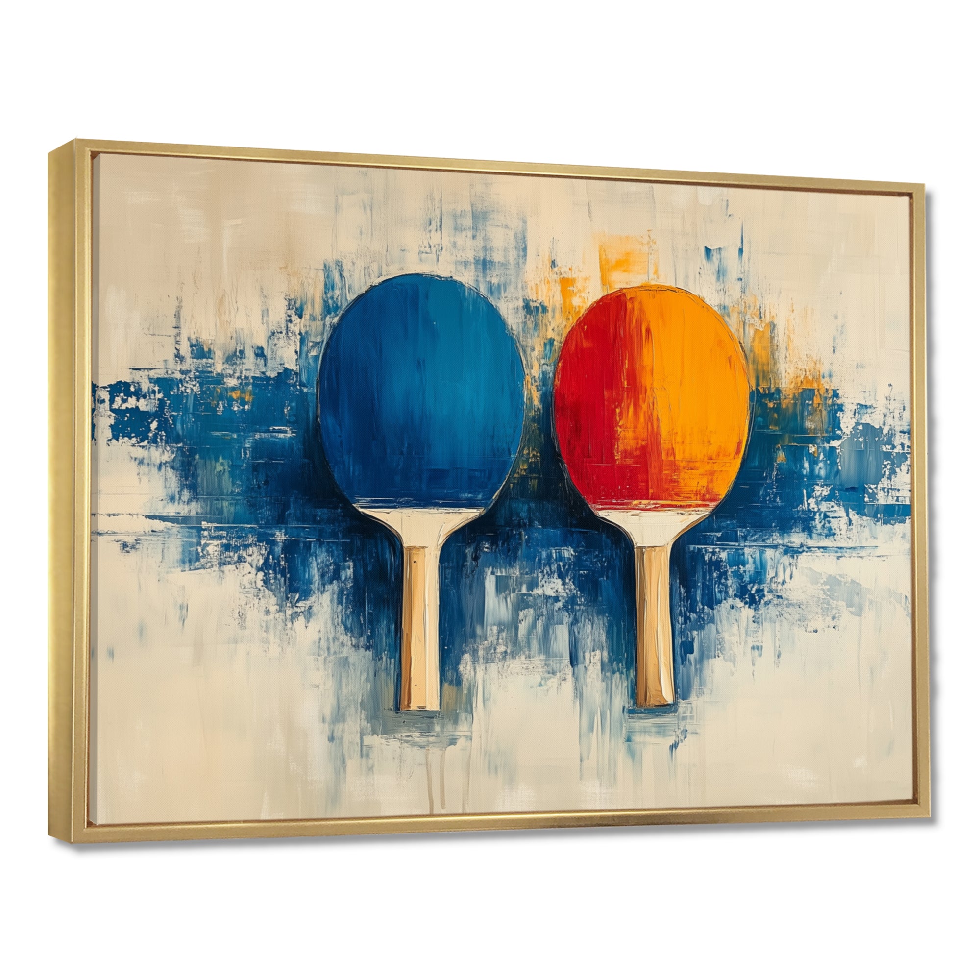 Blue Paddle Frenzy - Sport Pingpong Canvas Wall Art