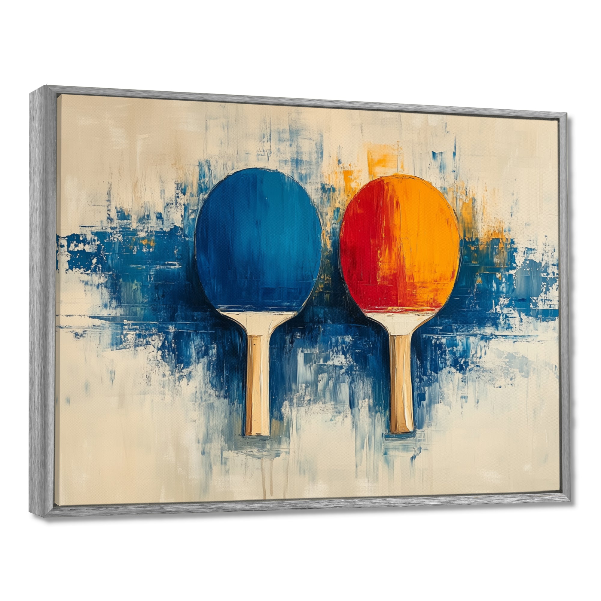 Blue Paddle Frenzy - Sport Pingpong Canvas Wall Art
