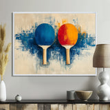 Blue Paddle Frenzy - Sport Pingpong Canvas Wall Art