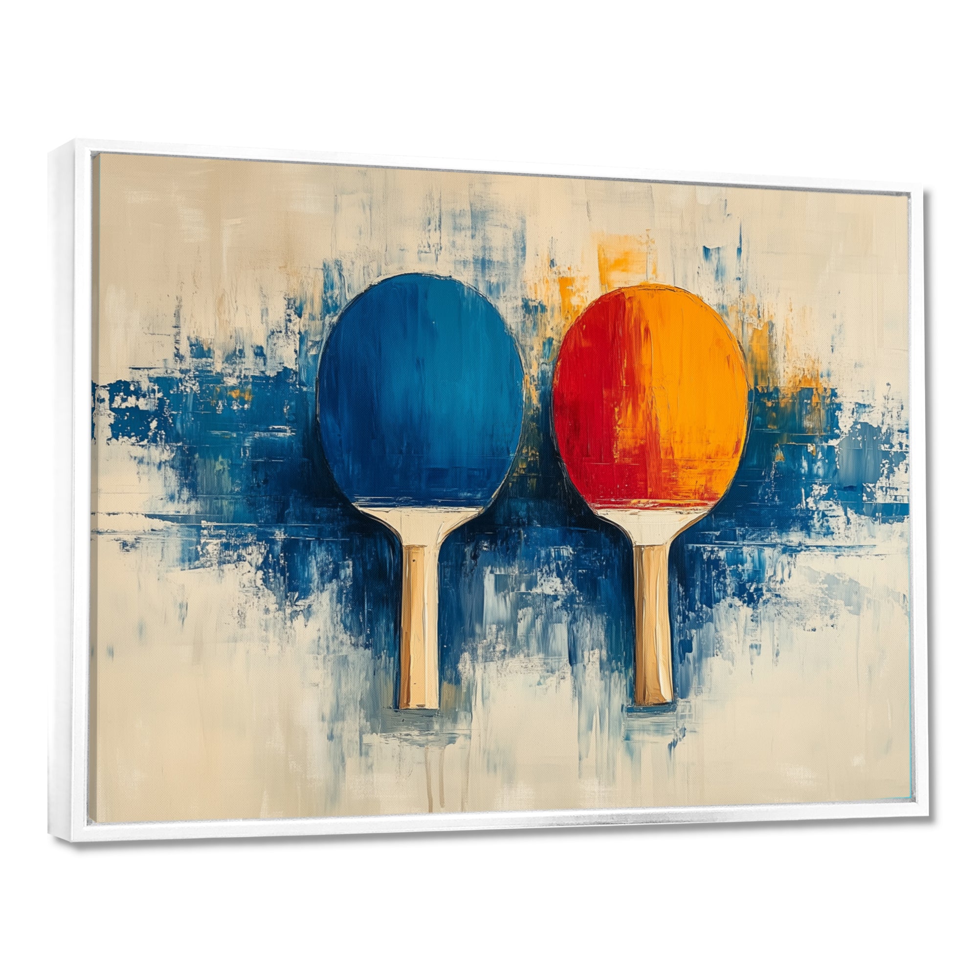 Blue Paddle Frenzy - Sport Pingpong Canvas Wall Art
