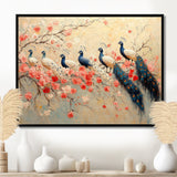 Pink And Blue Classic Peacocks Reunion - Peacock Wall Decor