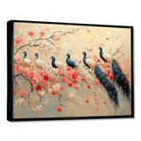 Pink And Blue Classic Peacocks Reunion - Peacock Wall Decor