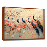 Pink And Blue Classic Peacocks Reunion - Peacock Wall Decor