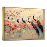 Pink And Blue Classic Peacocks Reunion - Peacock Wall Decor