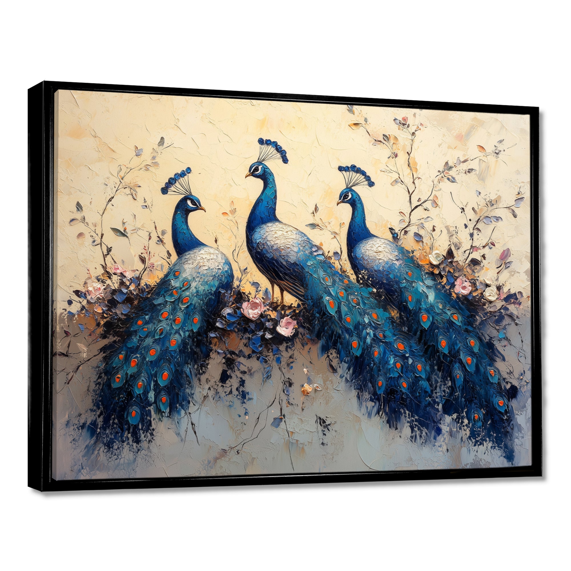 Blue Classic Peacocks Reunion - Peacock Wall Art Prints