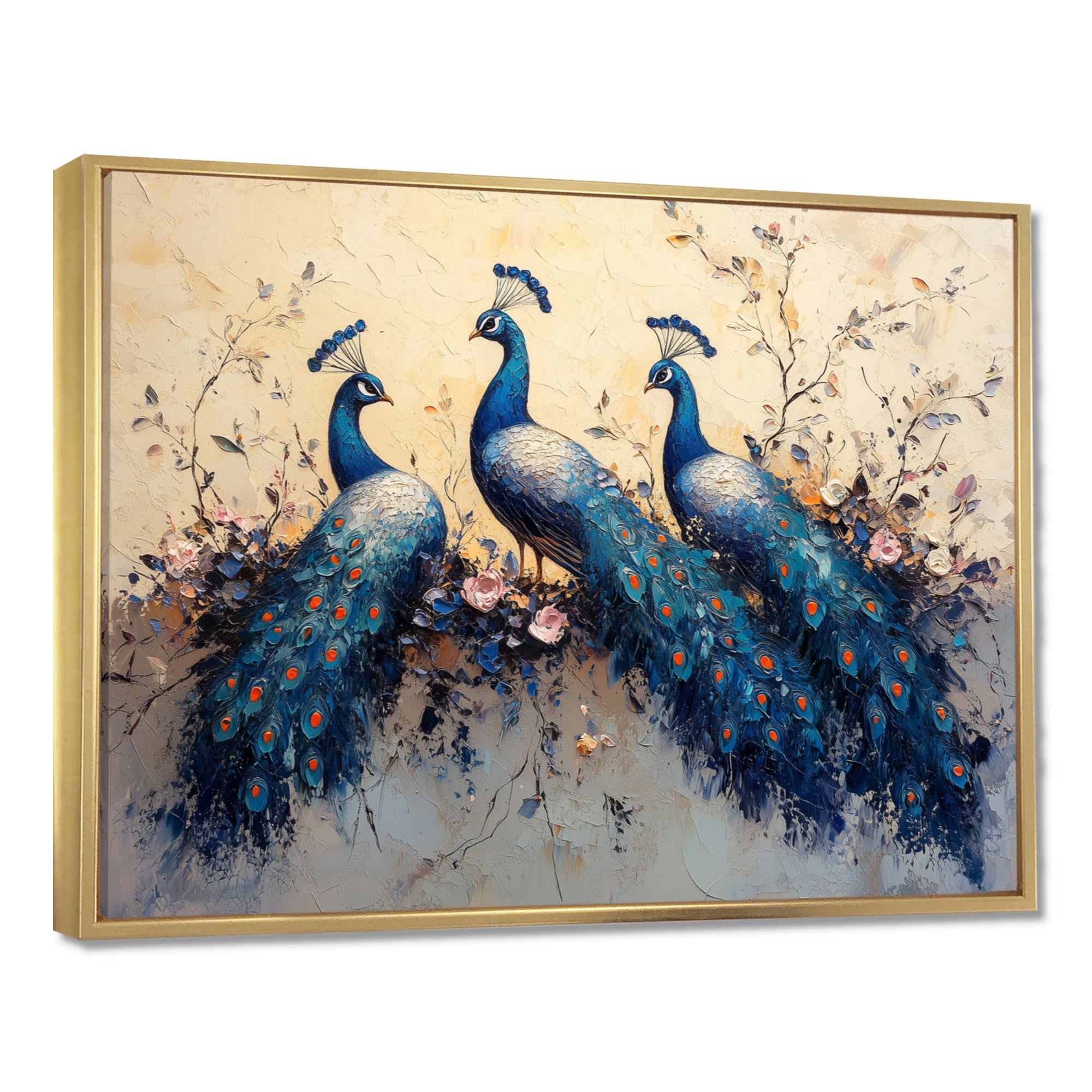Blue Classic Peacocks Reunion - Peacock Wall Art Prints