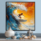 Blue Surfing Competition I - Surfing Canvas Wall Art