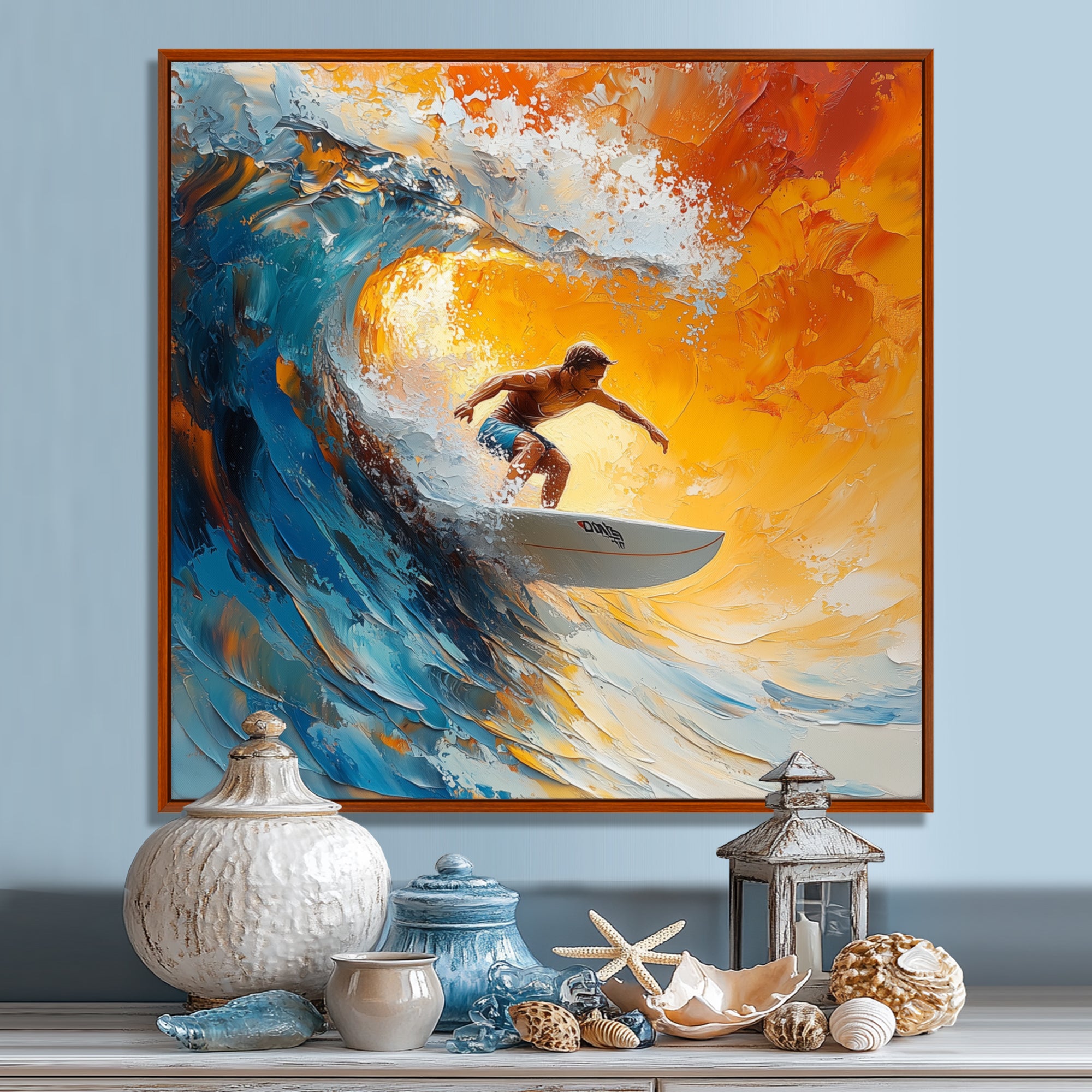 Blue Surfing Competition I - Surfing Canvas Wall Art