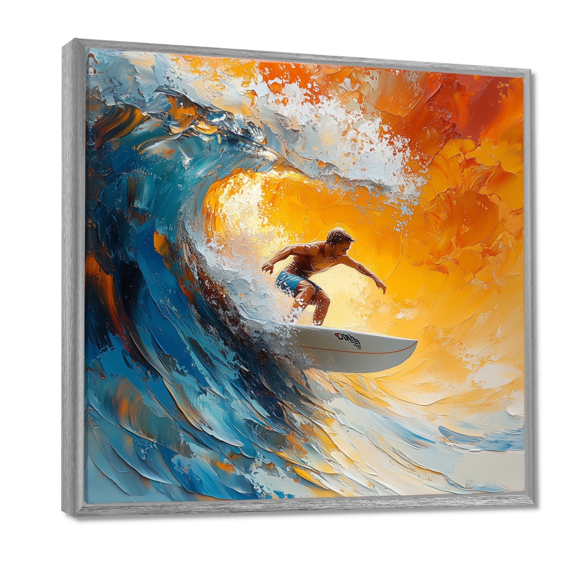 Blue Surfing Competition I - Surfing Canvas Wall Art