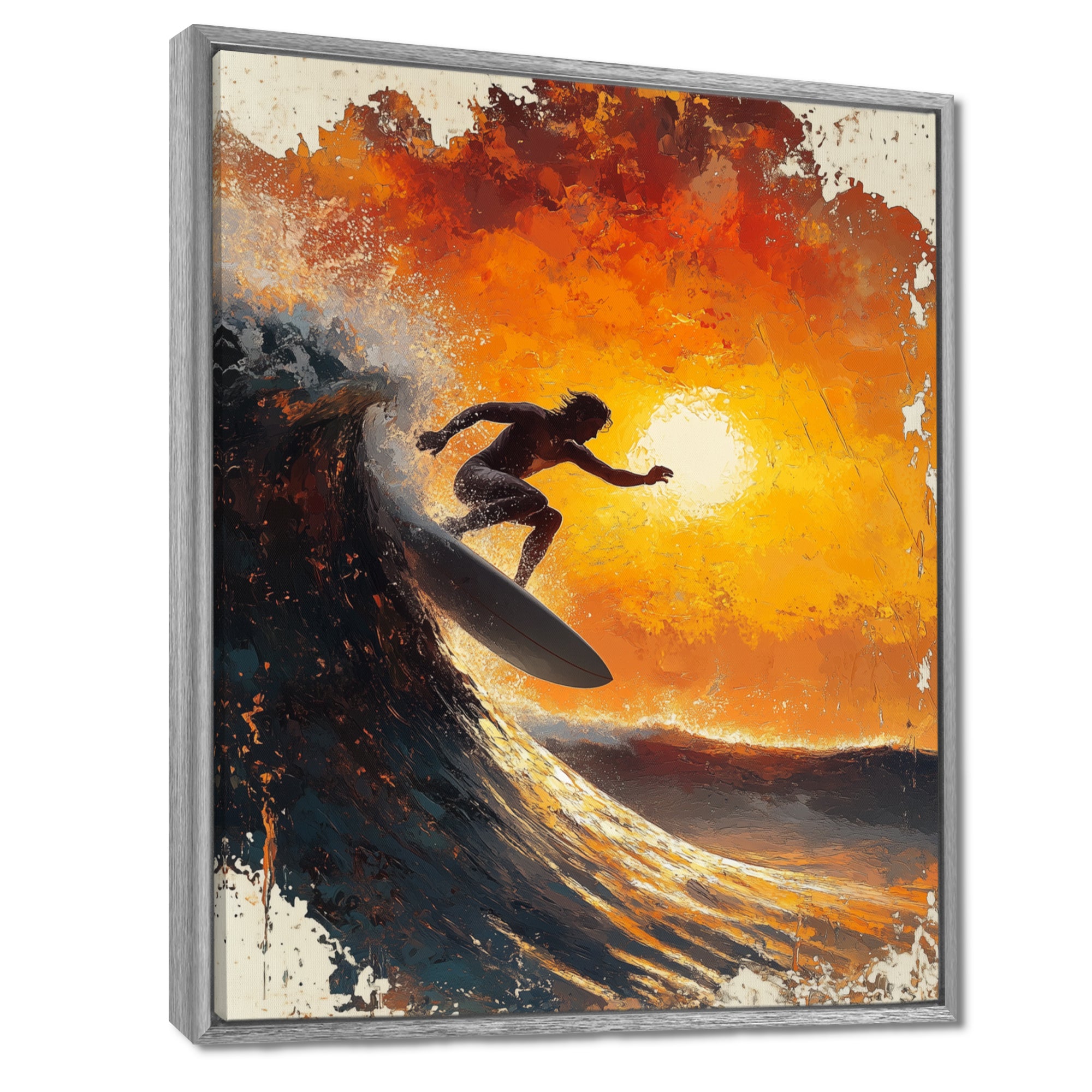 Yellow Surfing Competition - Surfing Canvas Wall Art