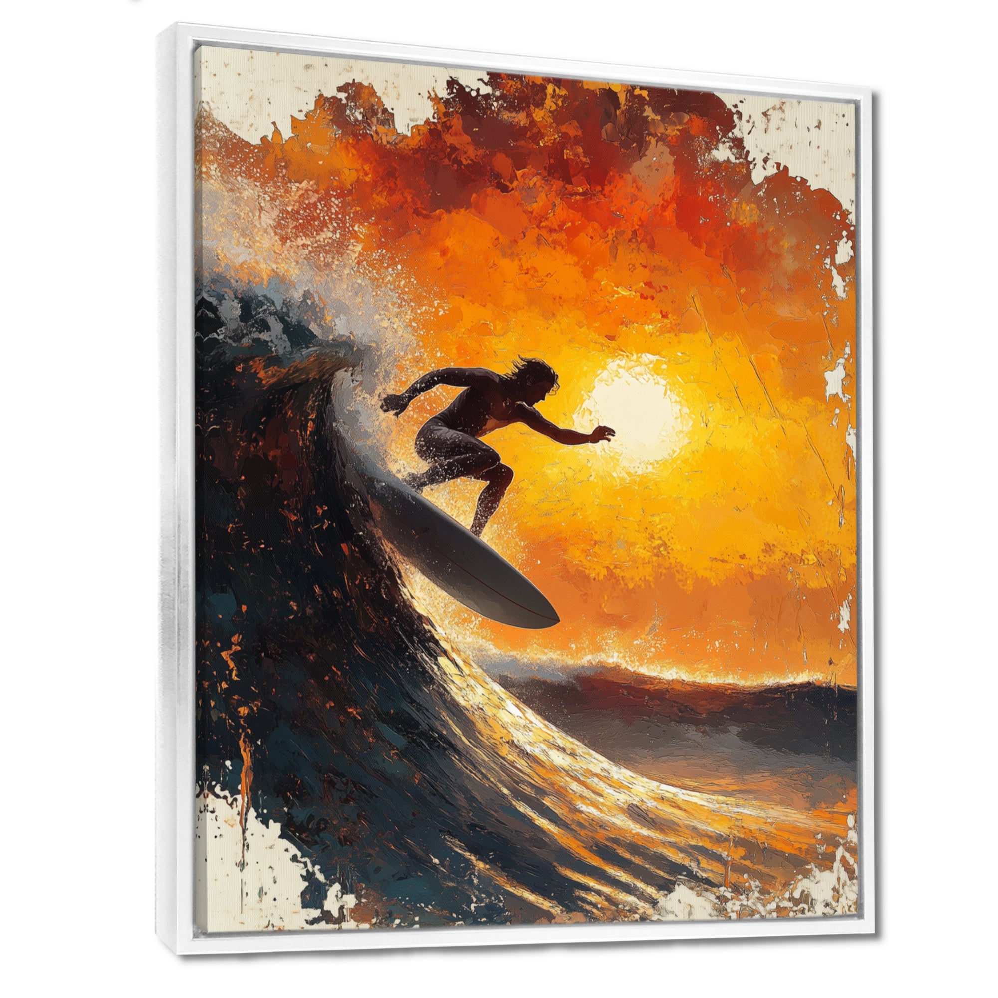 Yellow Surfing Competition - Surfing Canvas Wall Art