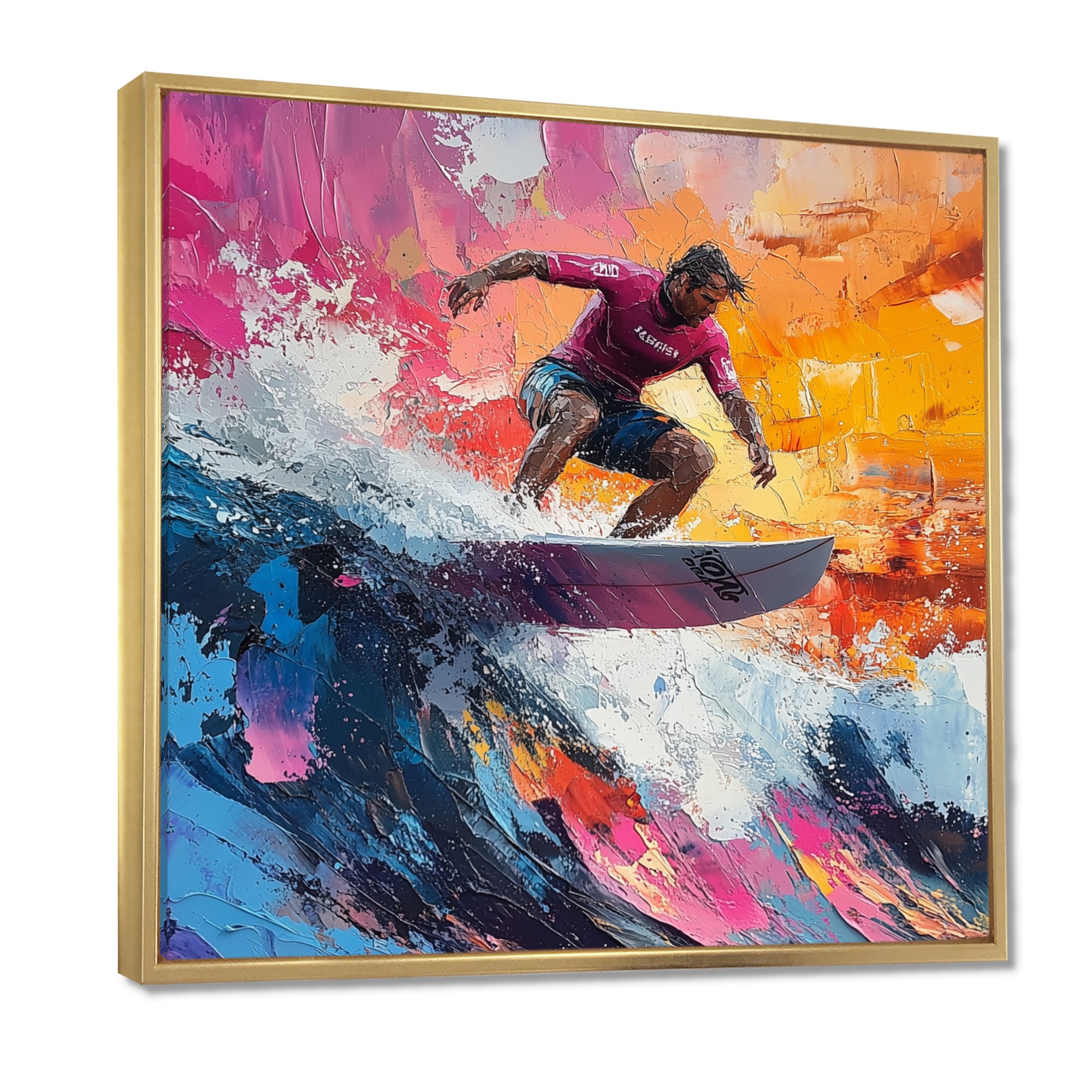 Pink Surfing Competition I - Surfing Canvas Wall Art