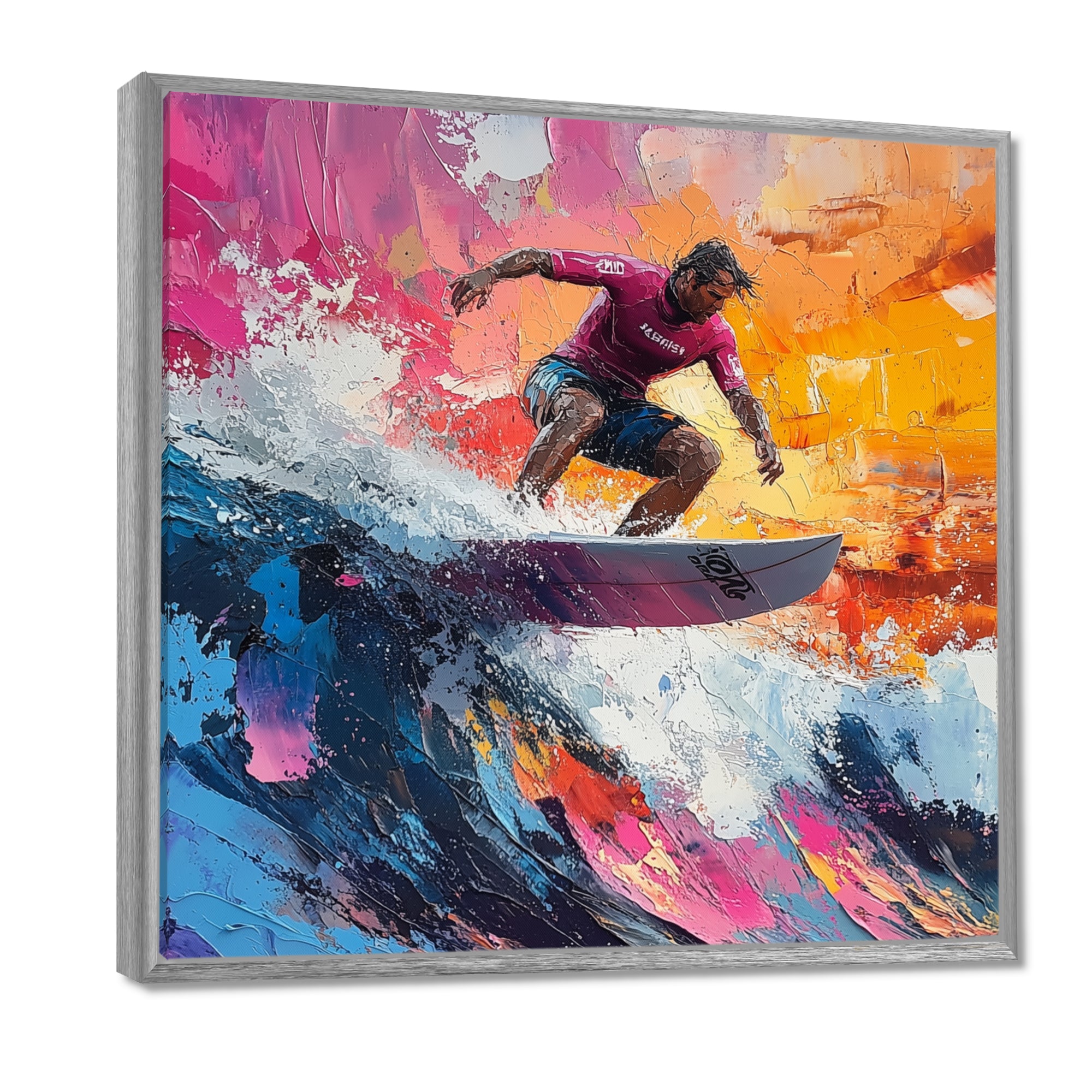 Pink Surfing Competition I - Surfing Canvas Wall Art