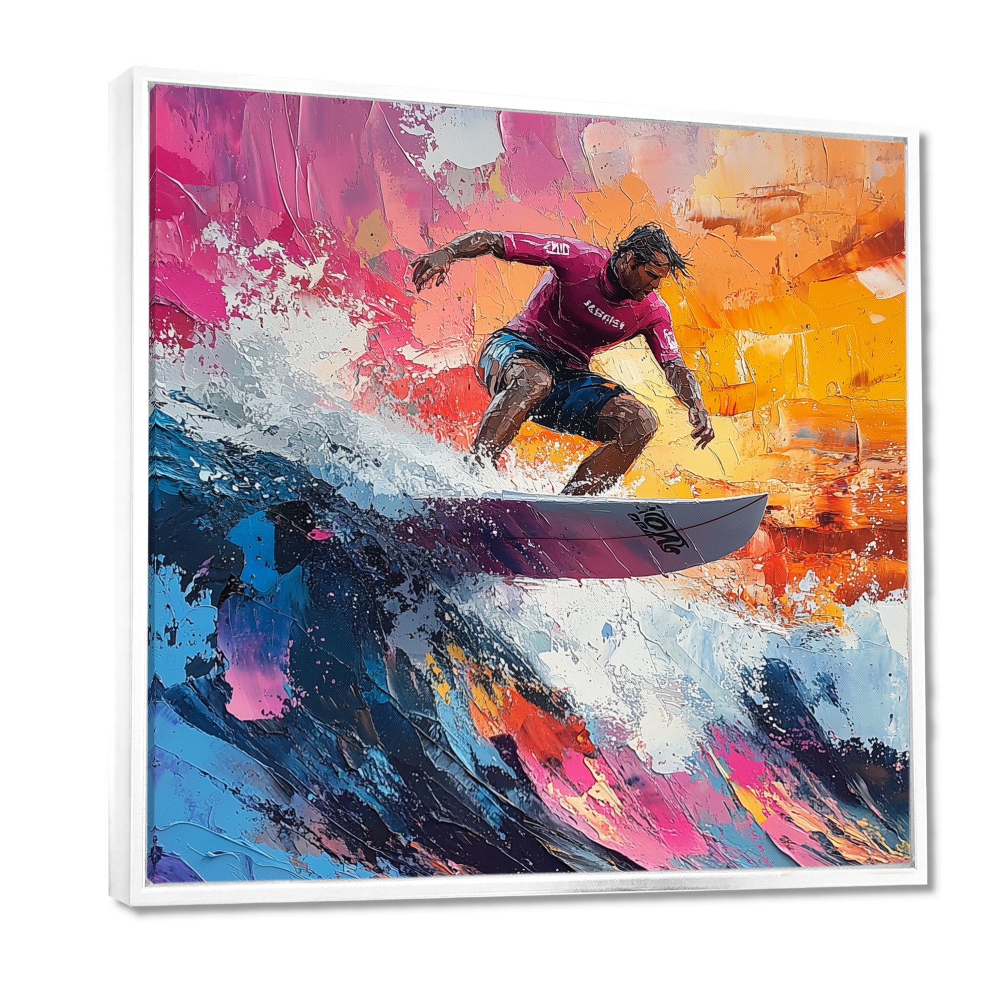 Pink Surfing Competition I - Surfing Canvas Wall Art