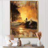 Vintage Yellow Surfing Landscape - Surfing Canvas Wall Art
