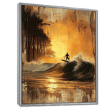 Vintage Yellow Surfing Landscape - Surfing Canvas Wall Art