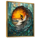 Green Surfing Mosaic - Surfing Canvas Wall Art