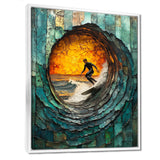 Green Surfing Mosaic - Surfing Canvas Wall Art