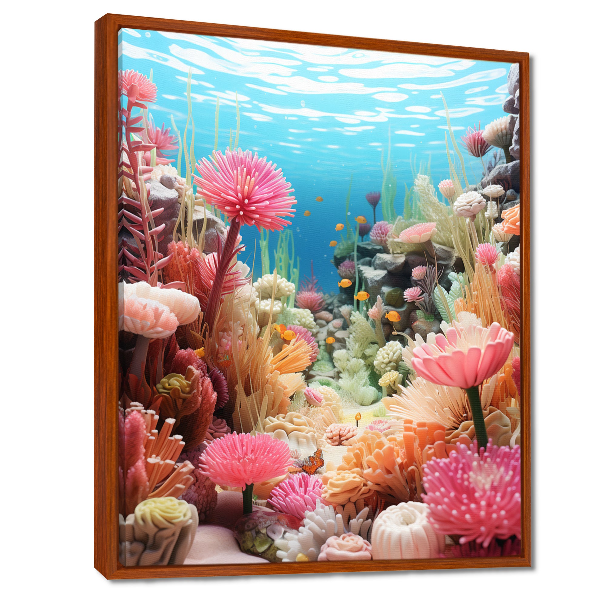 Pink Oceanic Coral Floral Dreams - Blue Coral Wall Art