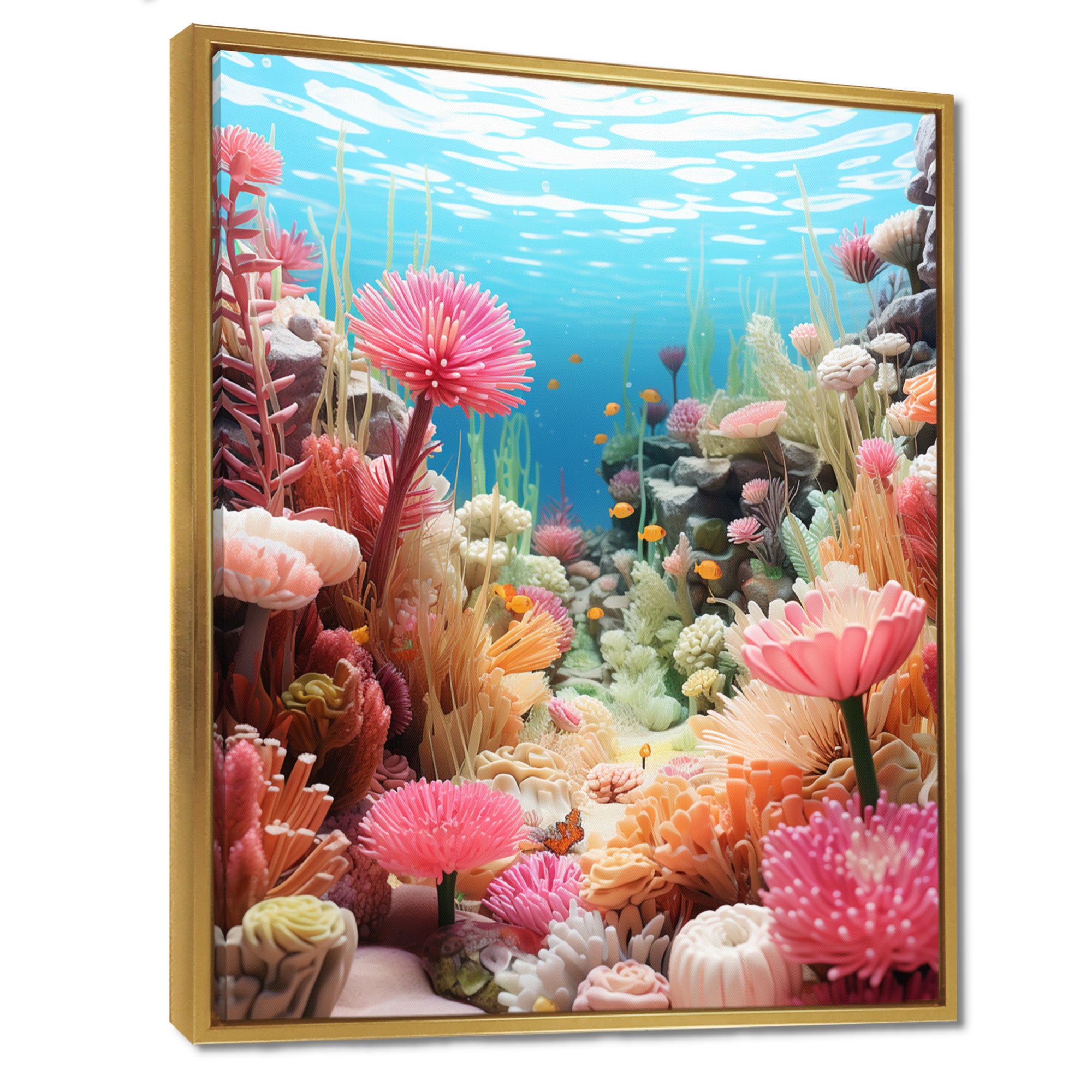 Pink Oceanic Coral Floral Dreams - Blue Coral Wall Art