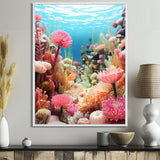 Pink Oceanic Coral Floral Dreams - Blue Coral Wall Art