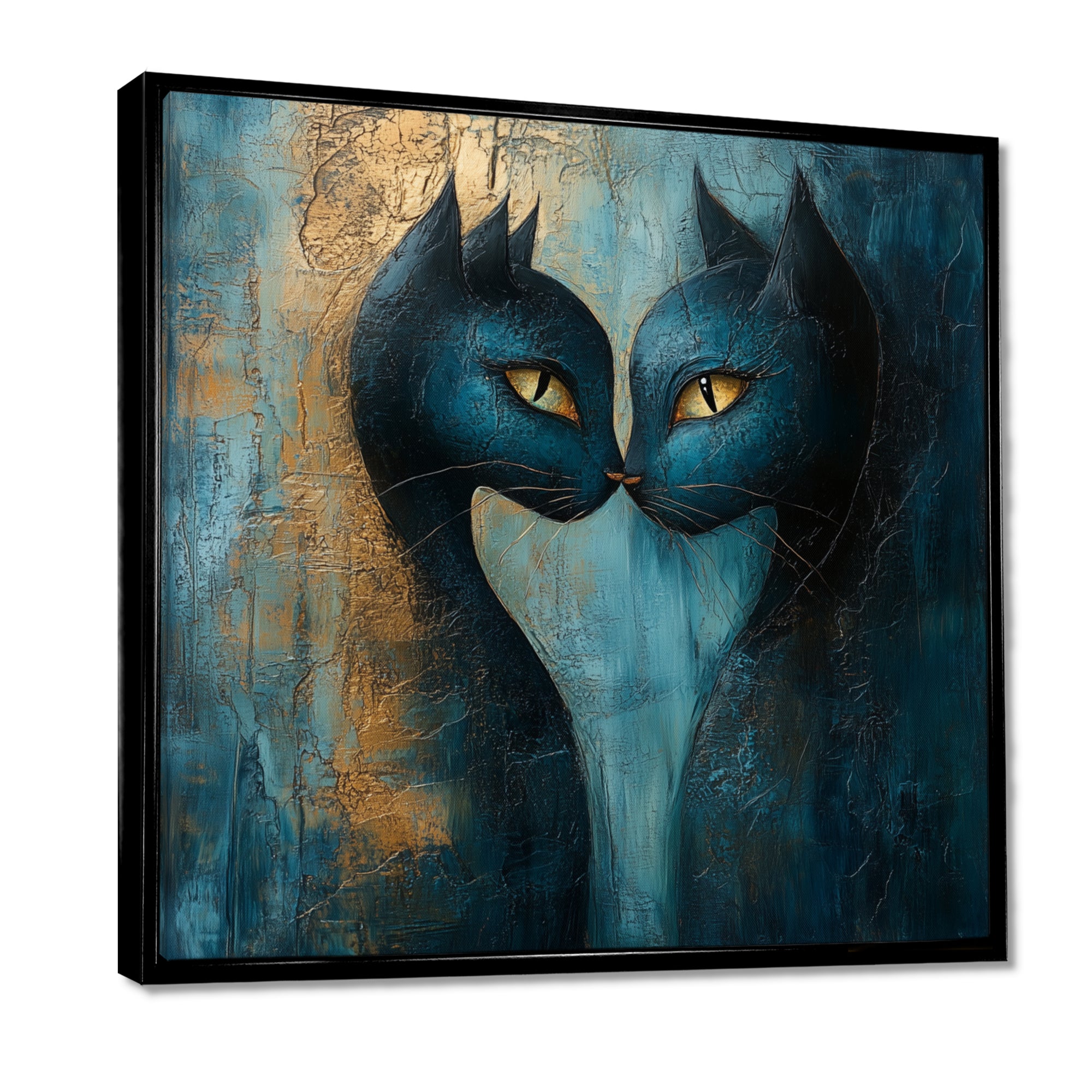 Viking Blue Freyja's Cats - Cat Framed Canvas Art