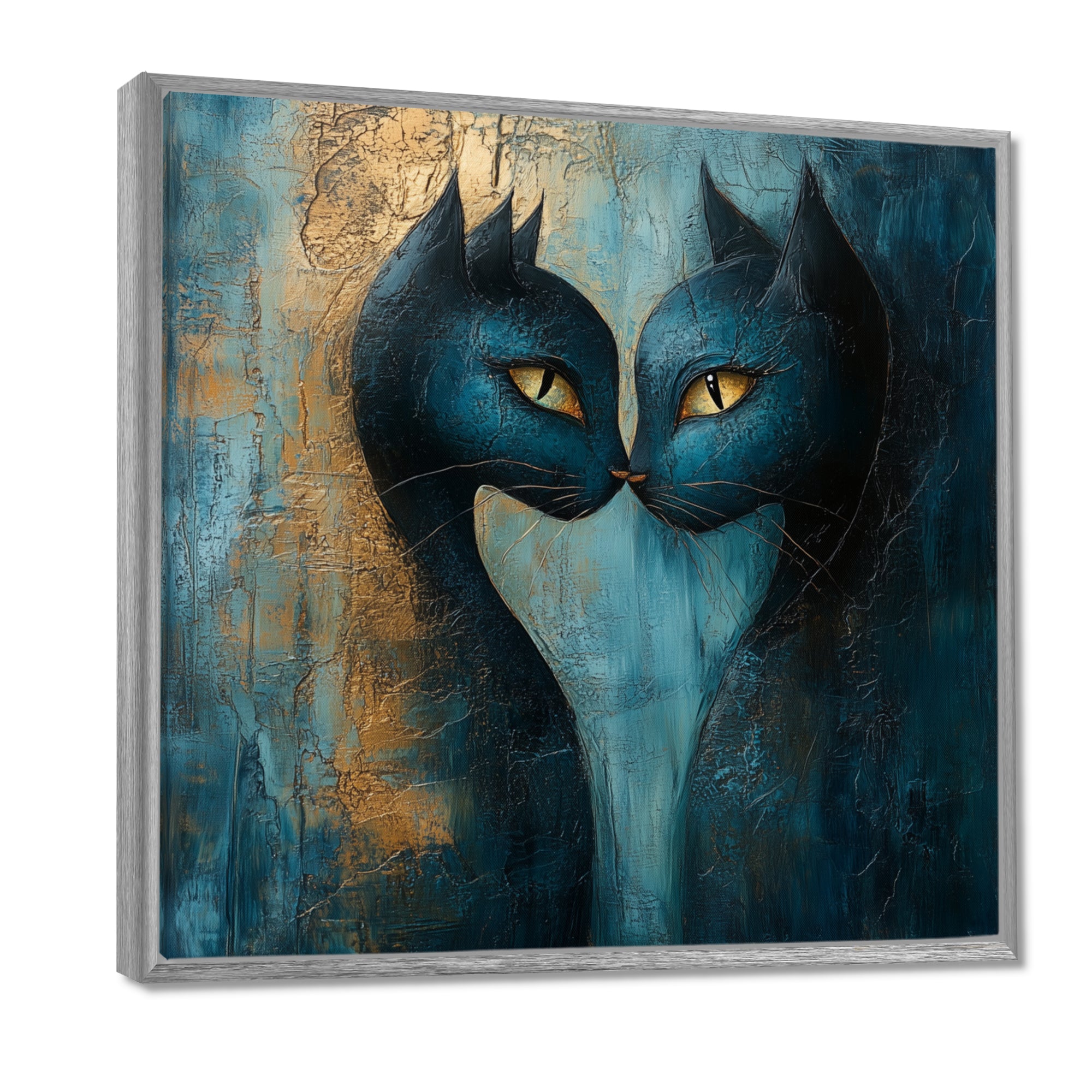 Viking Blue Freyja's Cats - Cat Framed Canvas Art