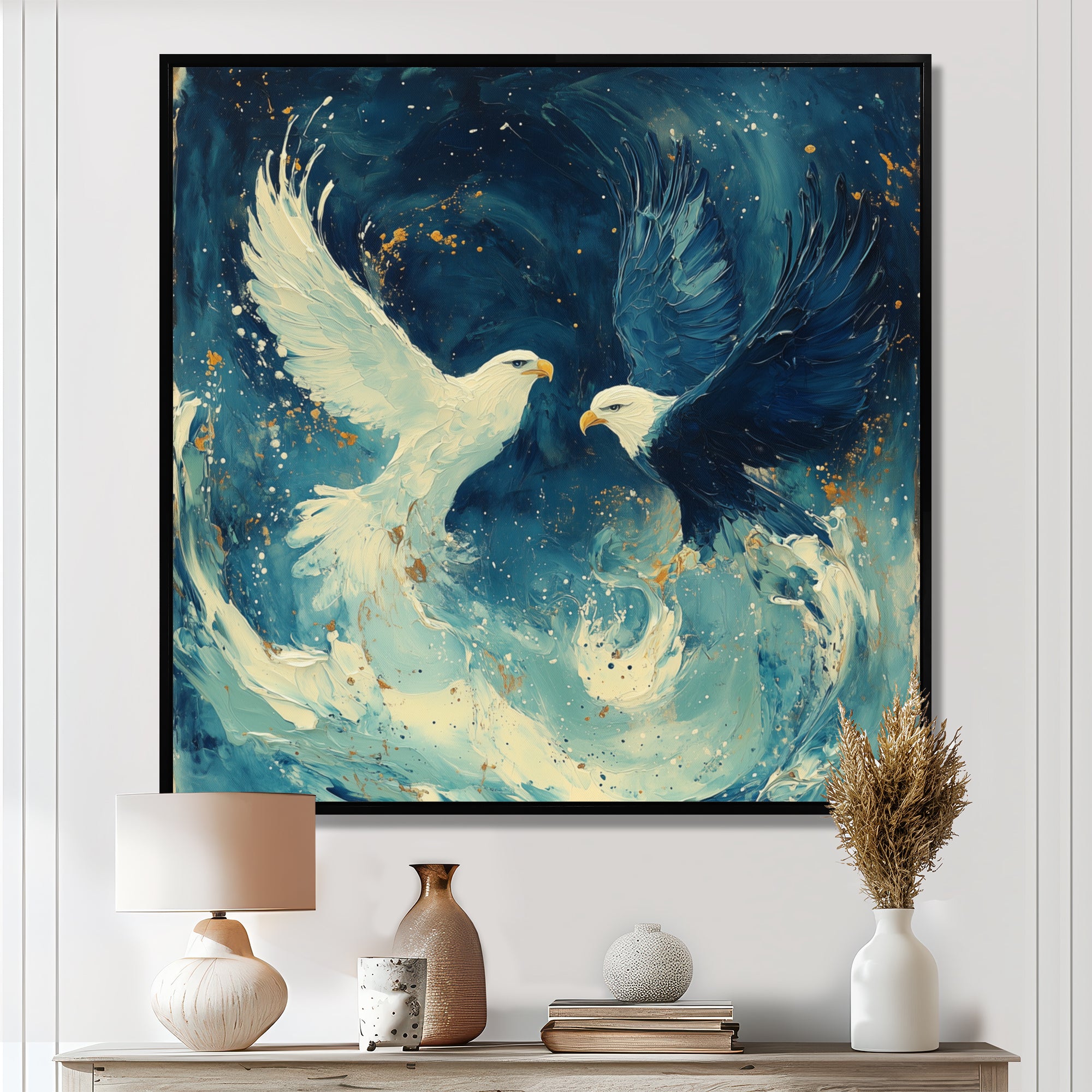 White Eagle Odins Eagles - Eagle Large Canvas Wall Art