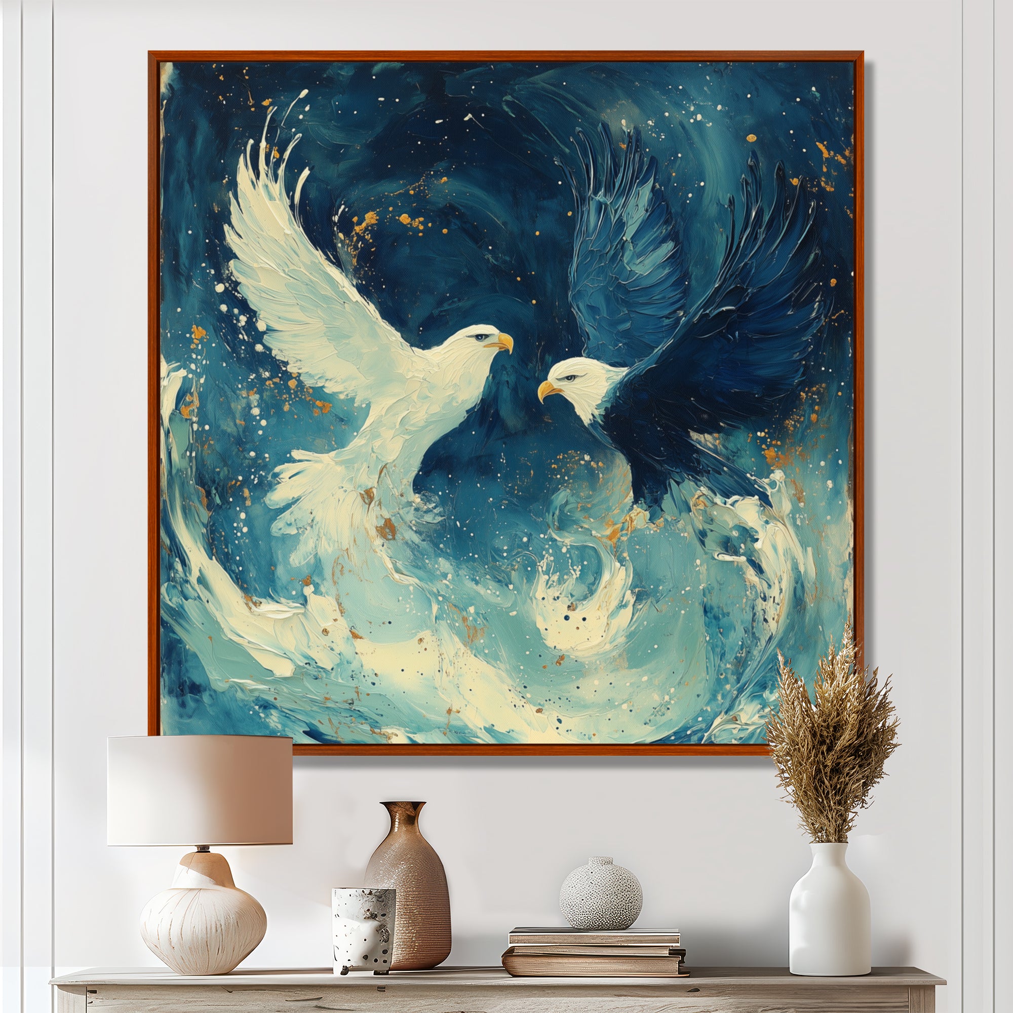 White Eagle Odins Eagles - Eagle Large Canvas Wall Art