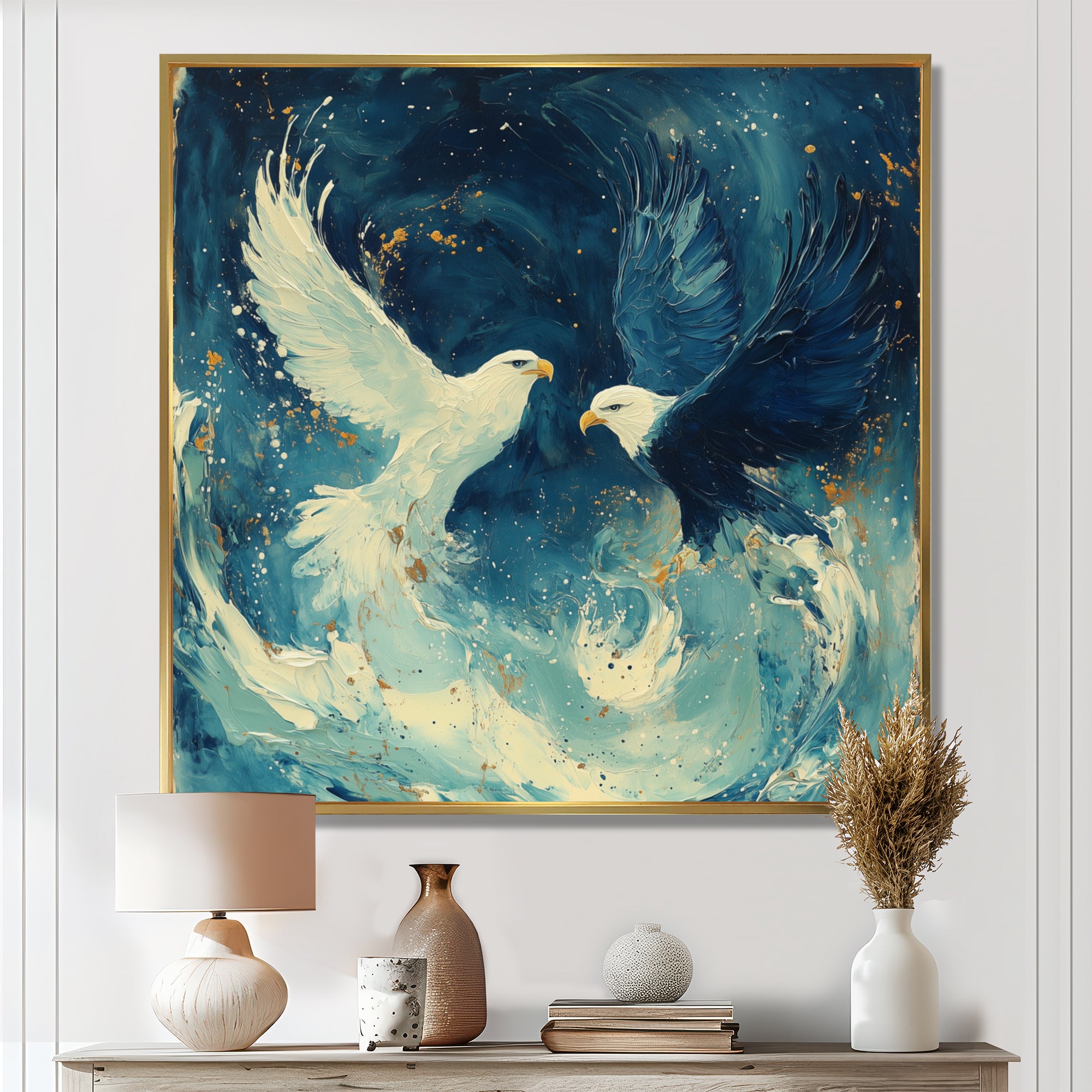 White Eagle Odins Eagles - Eagle Large Canvas Wall Art