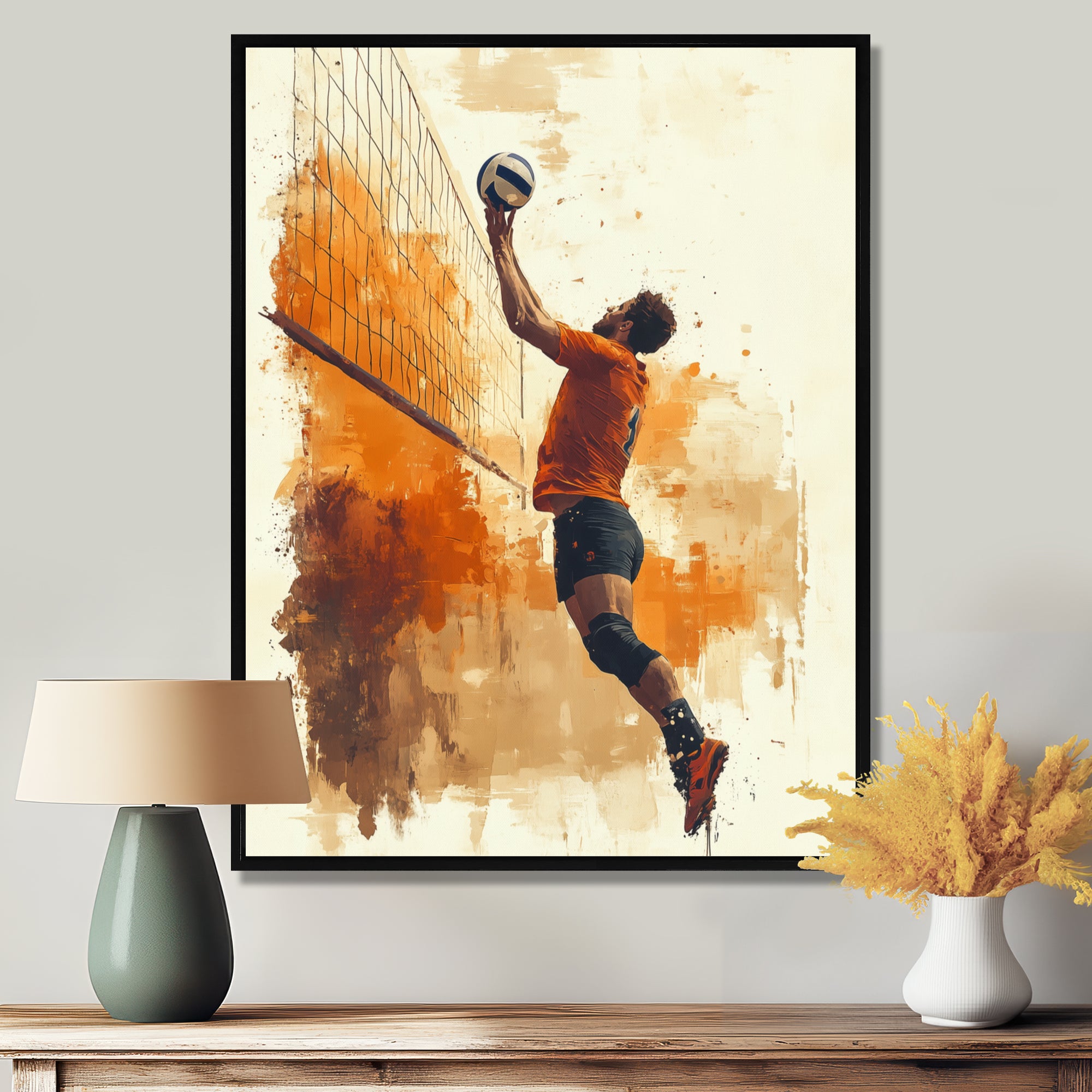 Orange Serving Strong - Volleyball Canvas Wall Art