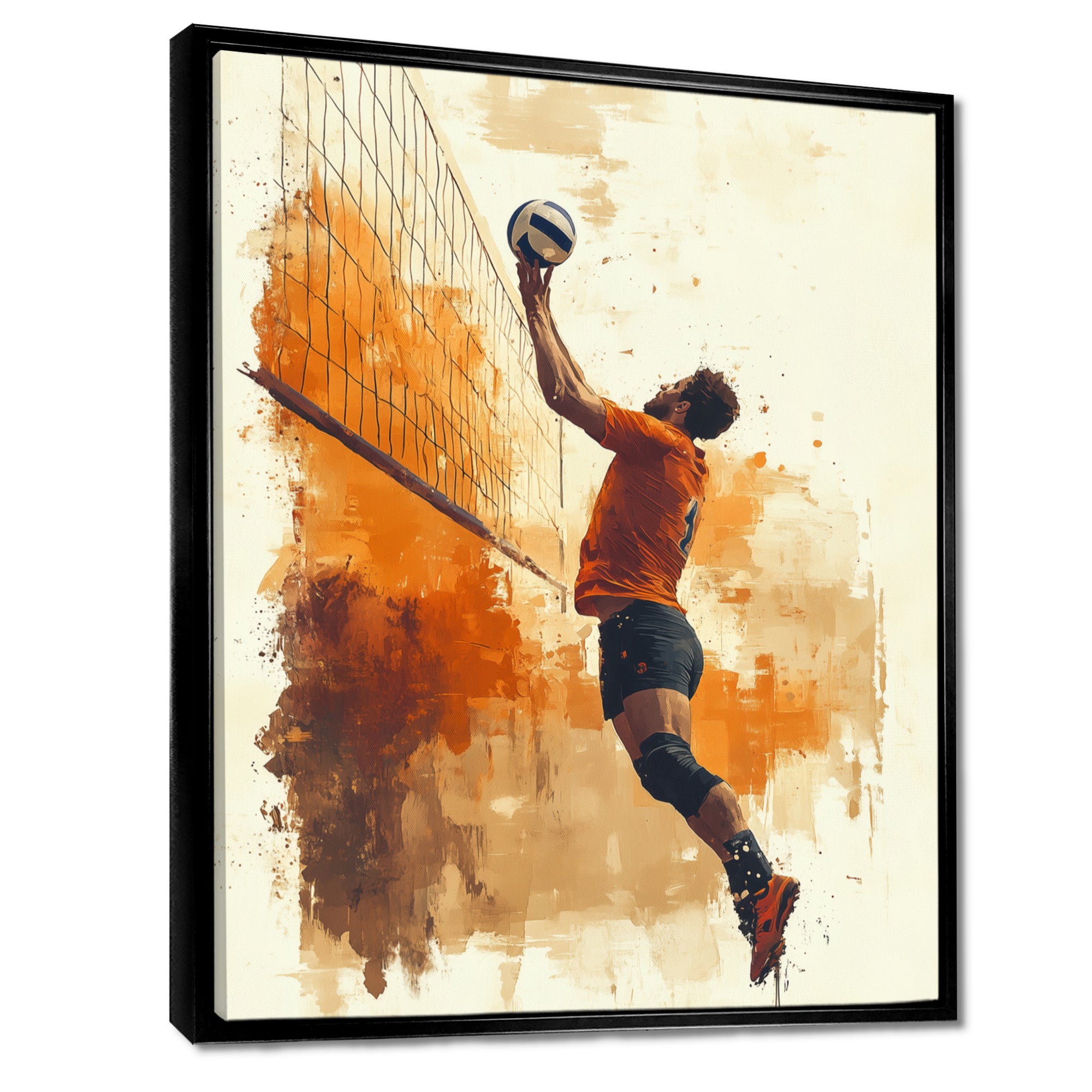 Orange Serving Strong - Volleyball Canvas Wall Art