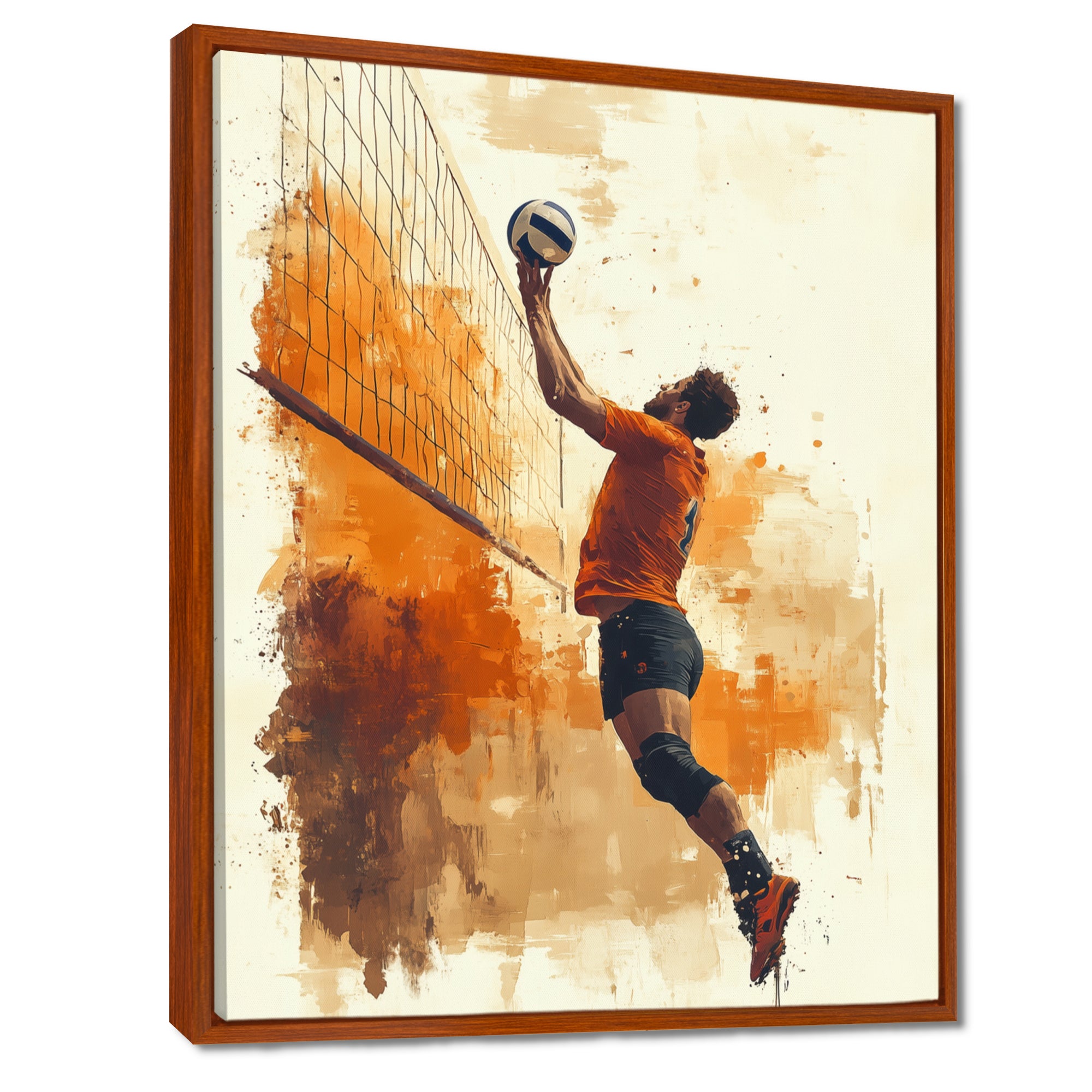 Orange Serving Strong - Volleyball Canvas Wall Art