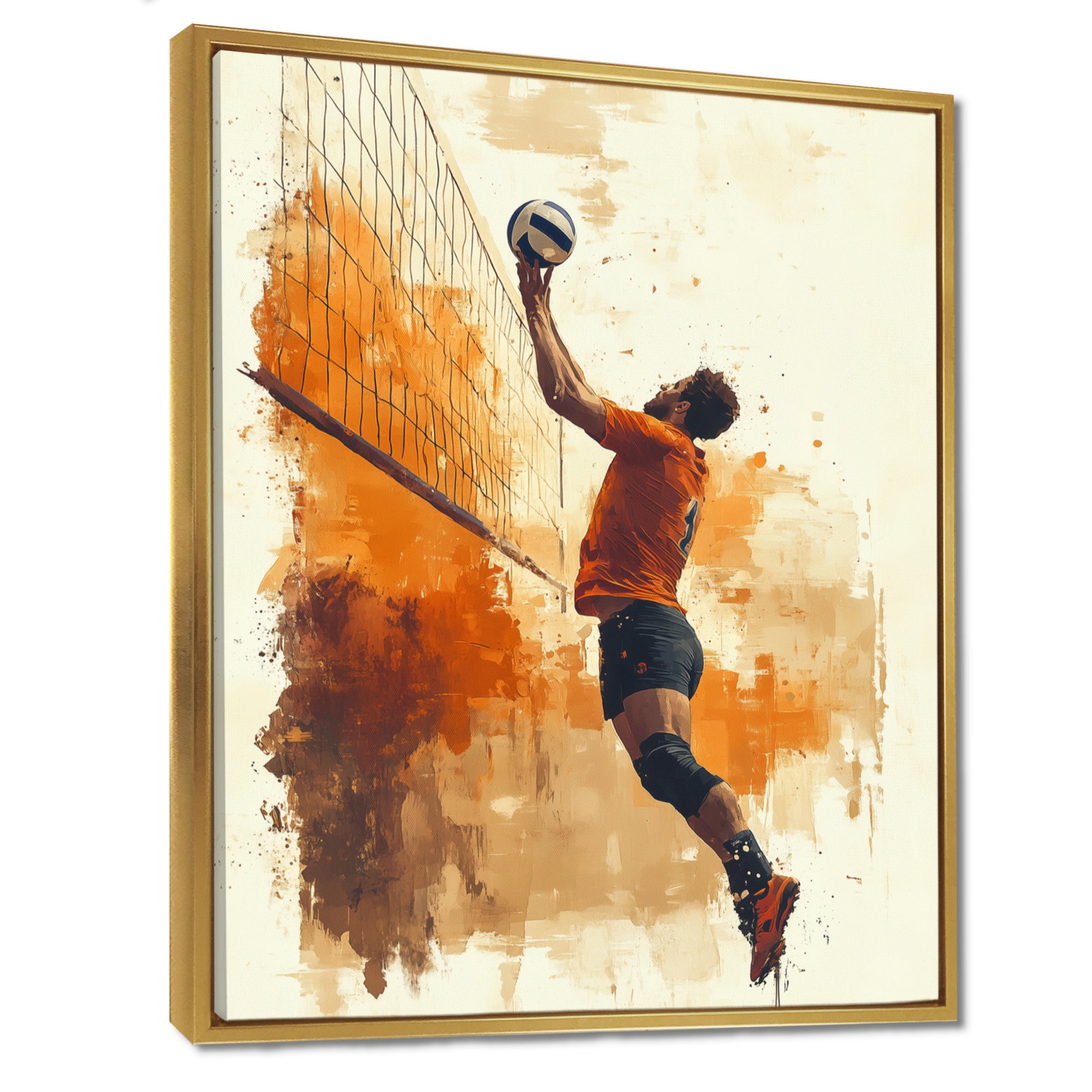 Orange Serving Strong - Volleyball Canvas Wall Art