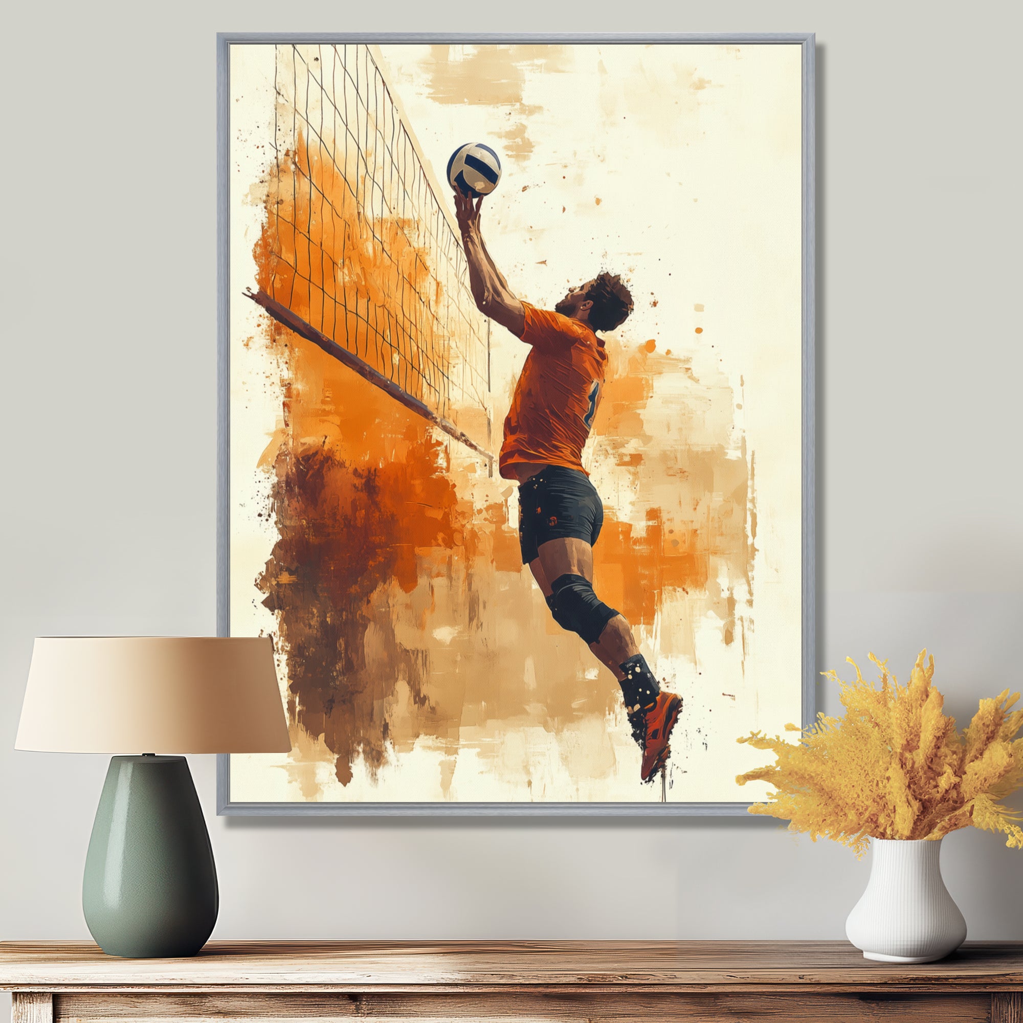Orange Serving Strong - Volleyball Canvas Wall Art