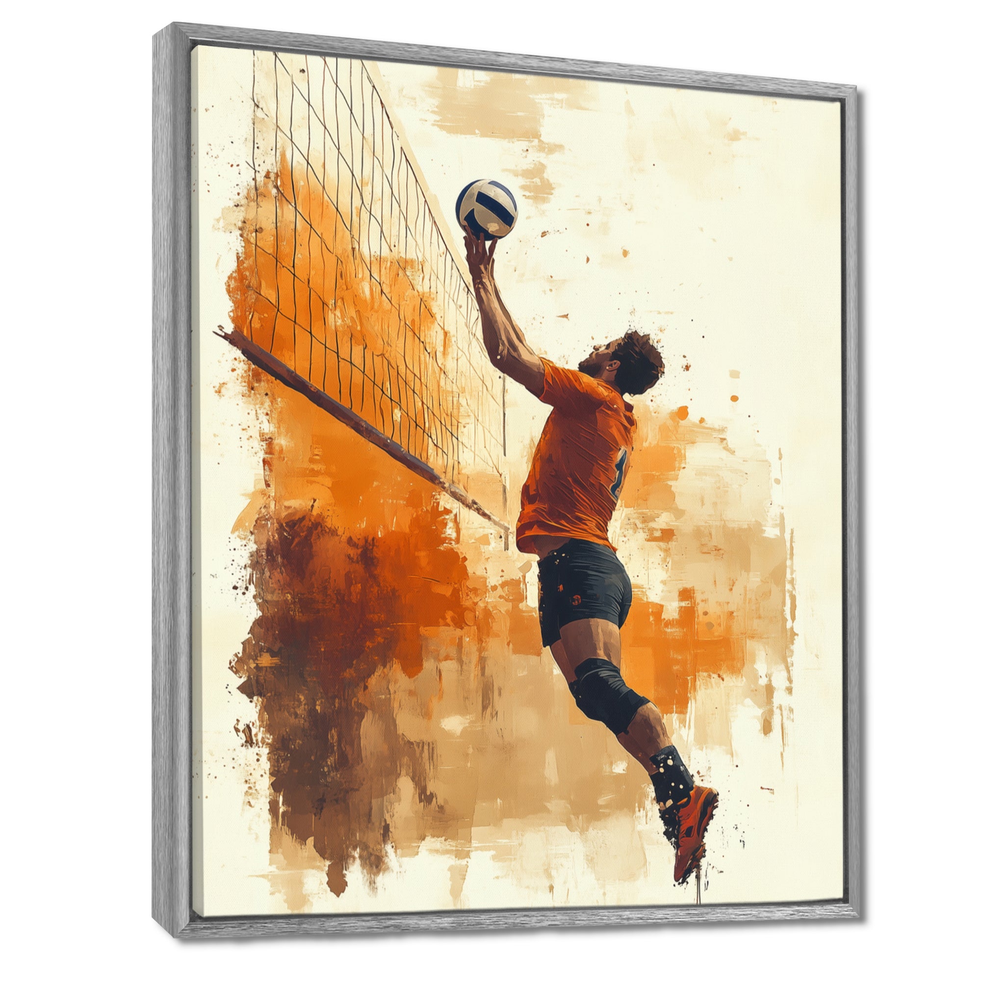 Orange Serving Strong - Volleyball Canvas Wall Art